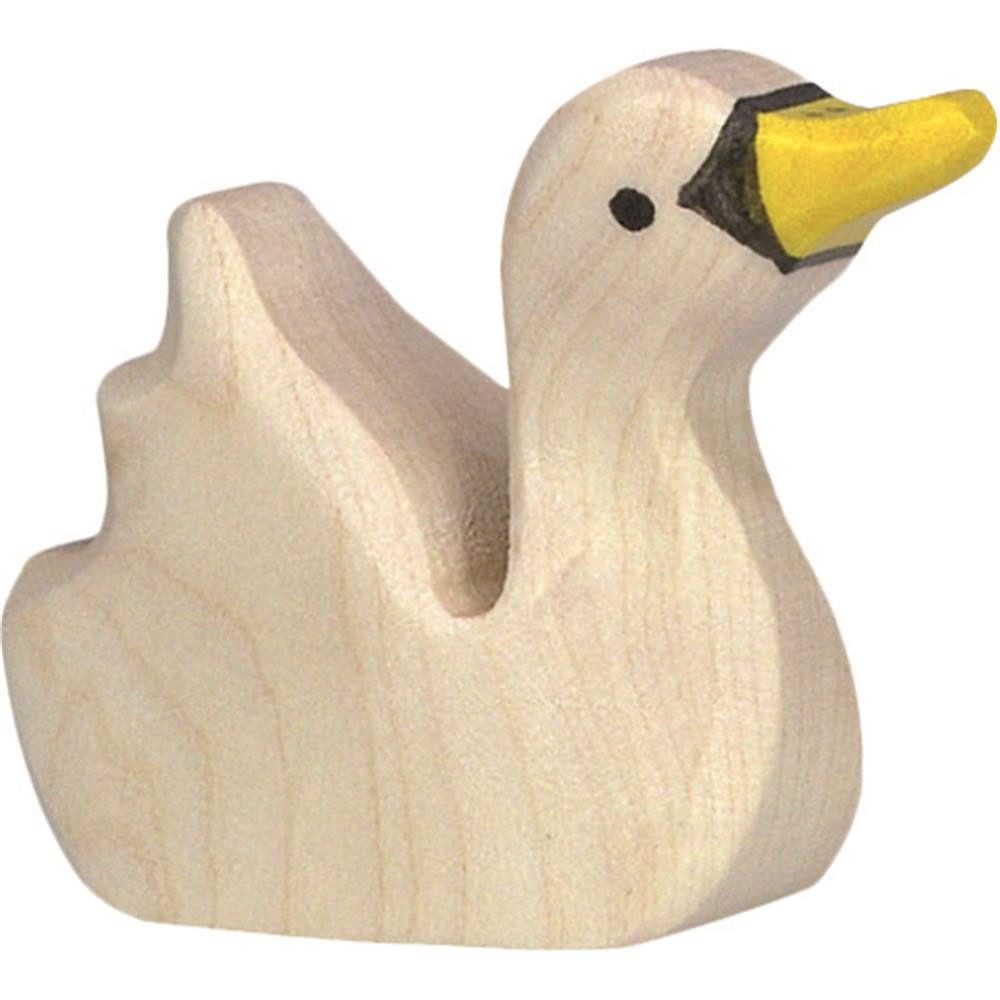 Holztiger Spielfigur Schwan, klein, weiß, Holzfigur, Tierfigur