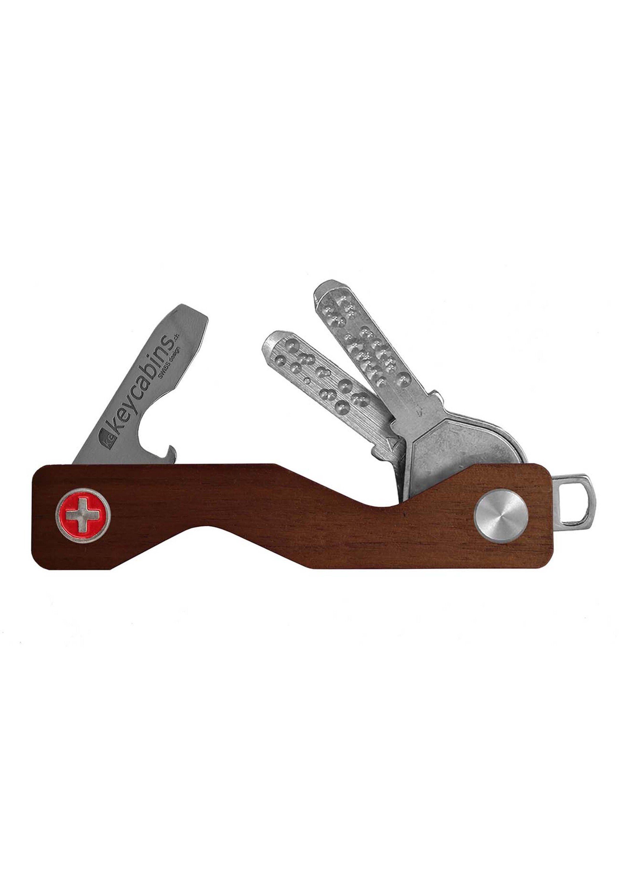 SWISS Schlüsselanhänger Wood keycabins S3, made braun