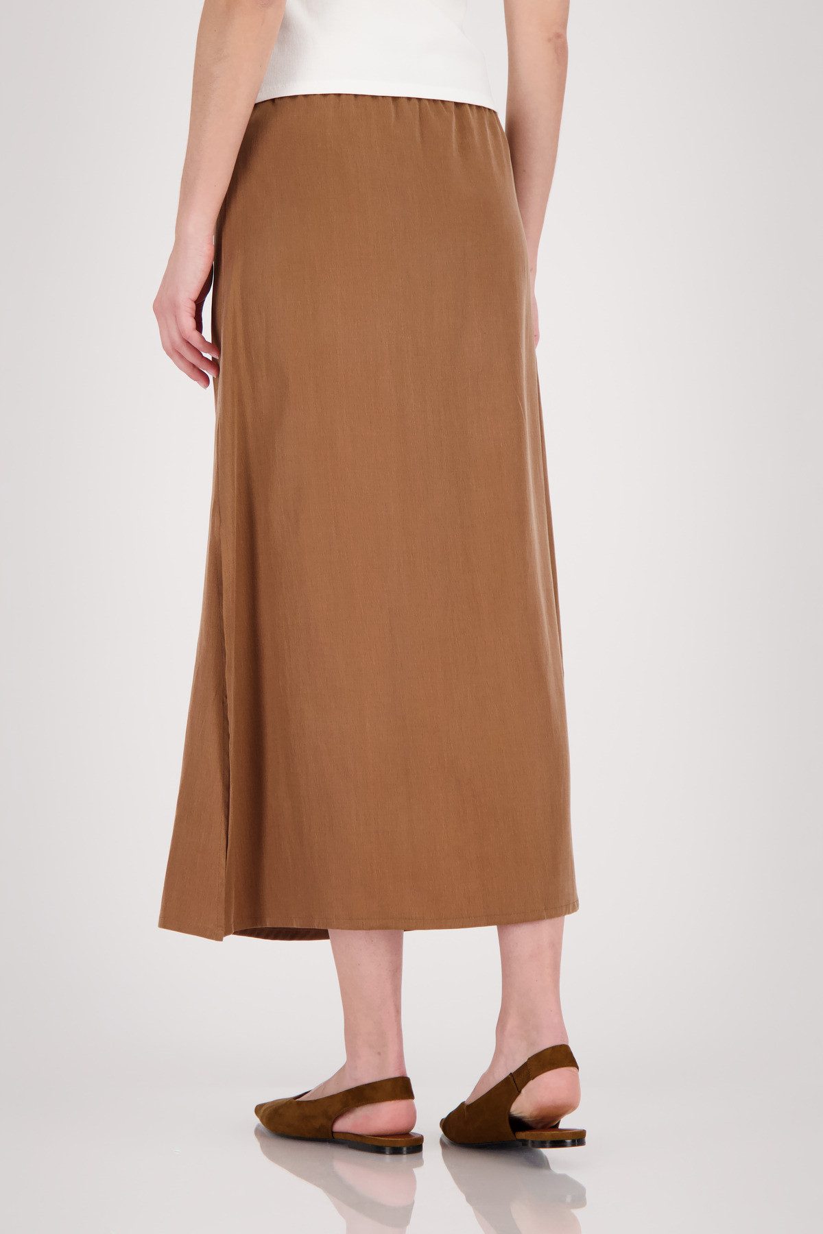 Monari Midirock Rock Basic Cupro Seidig glatte Haptik, Midi-Länge, Bindeband, Seitenschlitz