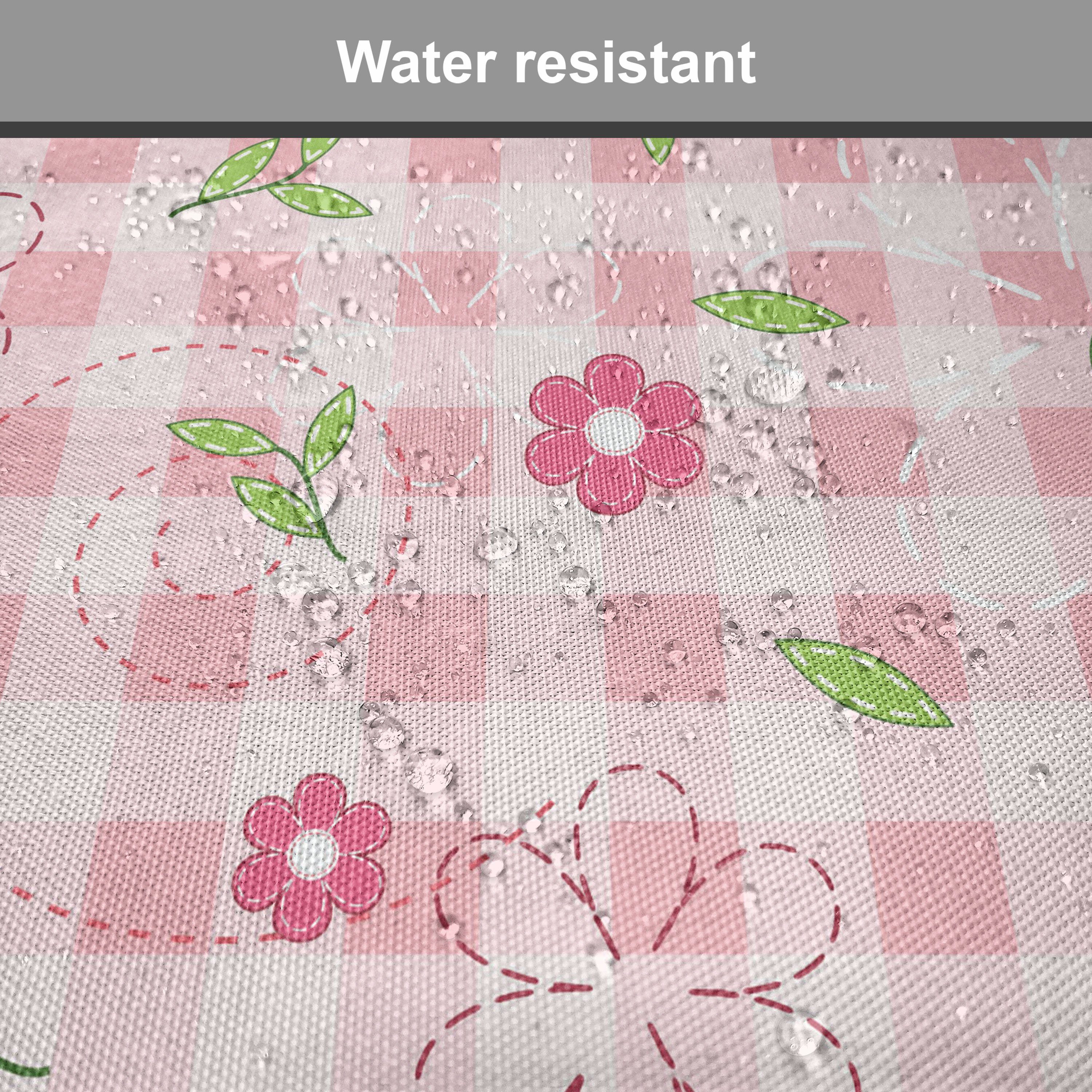 Abakuhaus Stuhlkissen Dekoratives für wasserfestes und Kissen Streifen Blumen Küchensitze, rosa-Grün Riemen mit