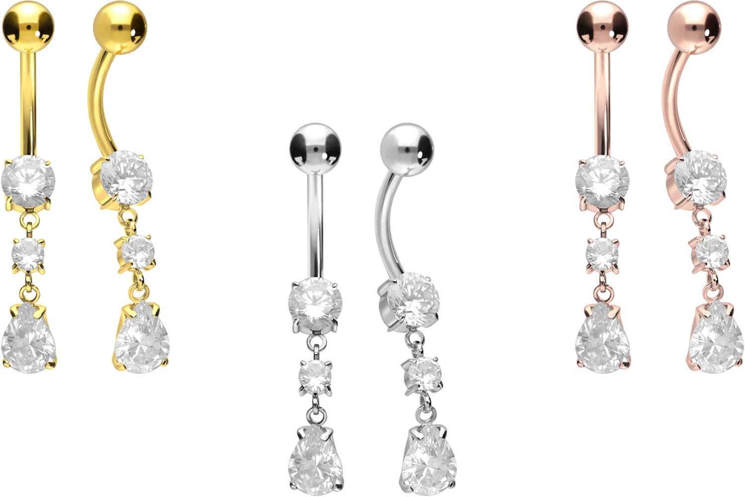 PIERCINGLINE Bauchnabelpiercing Titan Bananabell mit Innengewinde KRISTALLE günstig online kaufen