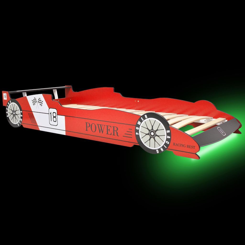 vidaXL Kinderbett NA Kinderbett mit Lattenrost 3D Designbett Rennwagen Motivbett LED 90x