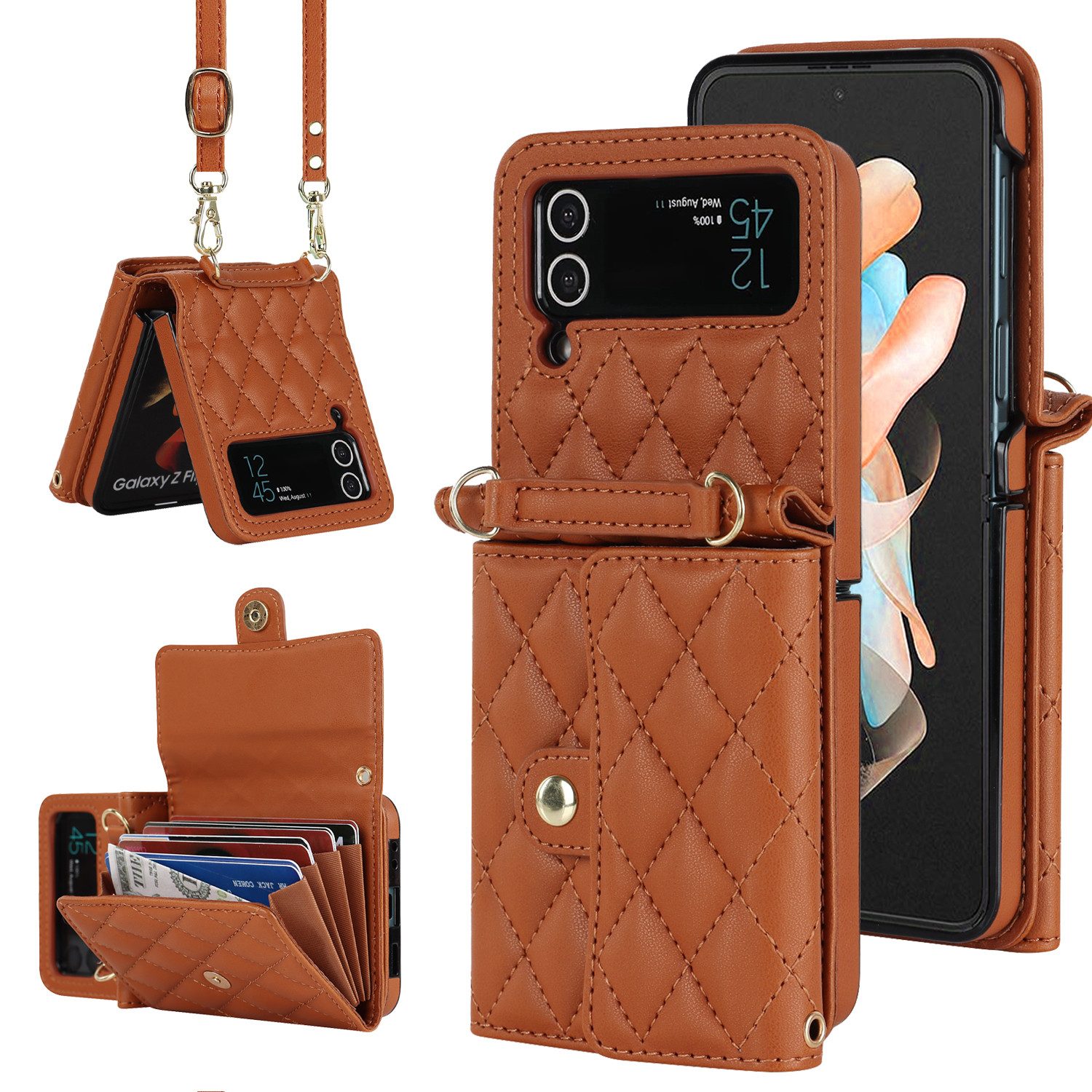 trends for living Handyhülle Handy Tasche Leder Wallet Schutz Hülle Für Samsung Galaxy Z FLIP 6 5 4