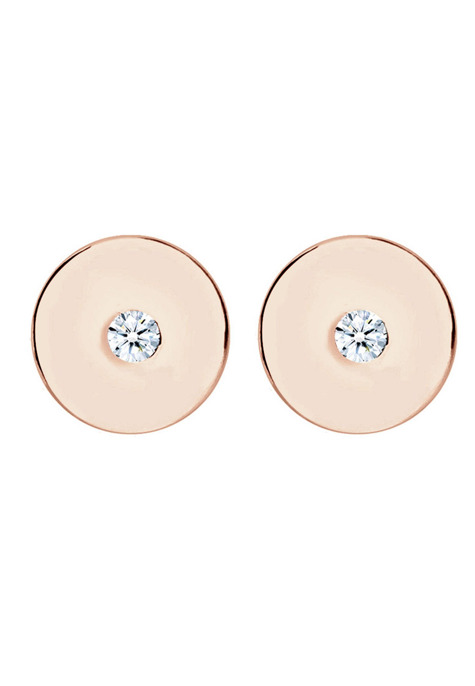Filigran Rosegold ct) Ohrstecker Silber Geo DIAMONDS 925 Kreis Diamant Paar Elli (0.01