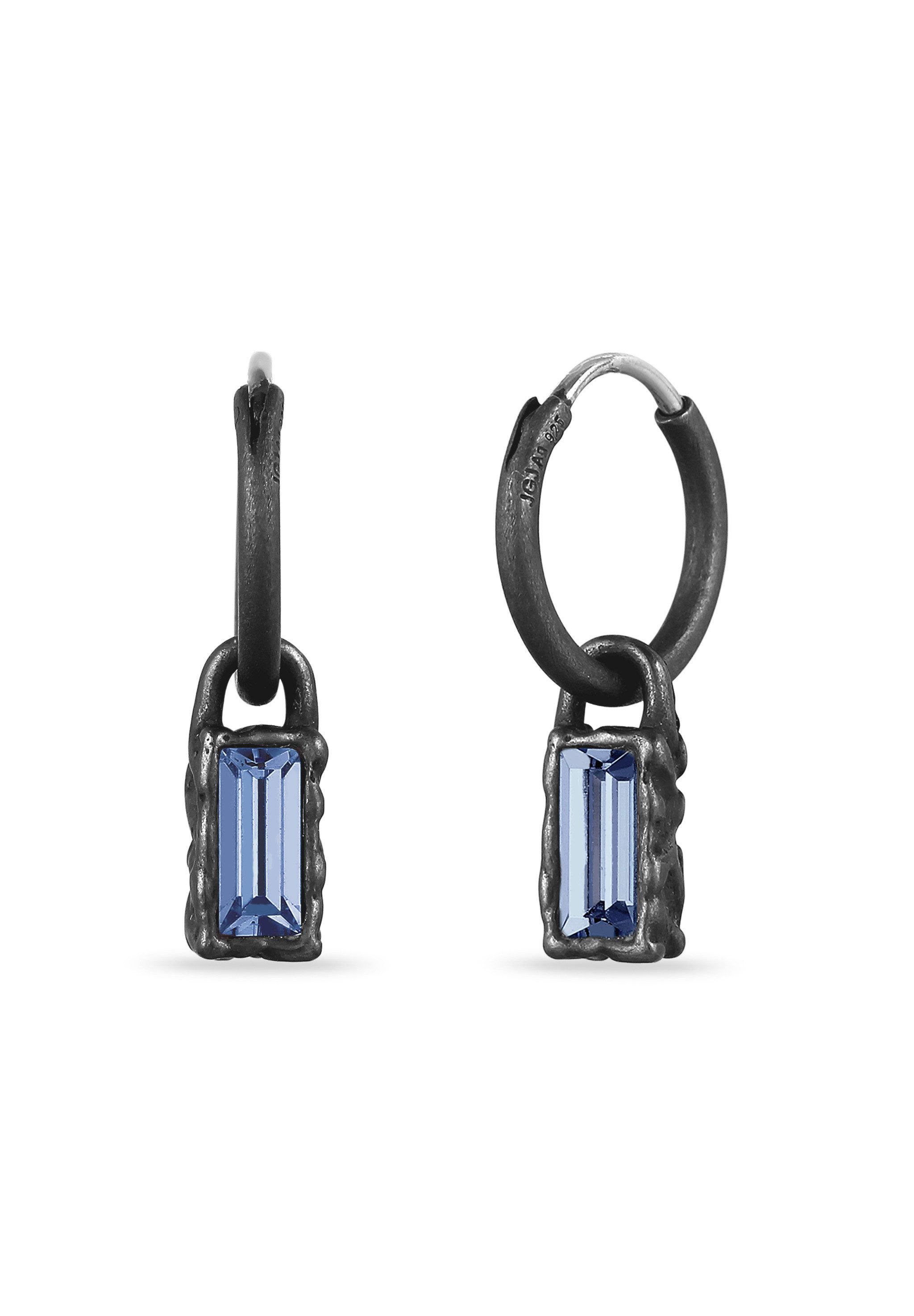 Kuzzoi Paar Creolen Creolen mit Kristallen von Swarovski® Blau 925 Sterling Silber