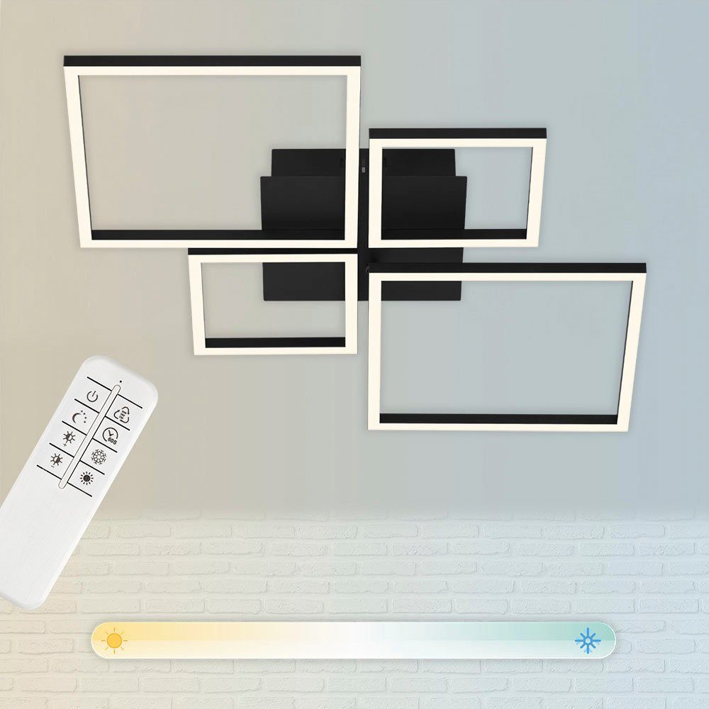 Briloner Leuchten LED Deckenleuchte 3093018 FRAME, CCT - über Fernbedienung, Farbwechsel, Nachtlichtfunktion, Timerfunktion, LED fest integriert, Kaltweiß, Neutralweiß, Tageslichtweiß, Warmweiß, Deckenlampe, 75x46,7x7,5cm, Chrom-Alu, Wohnzimmer, Schlafzimmer