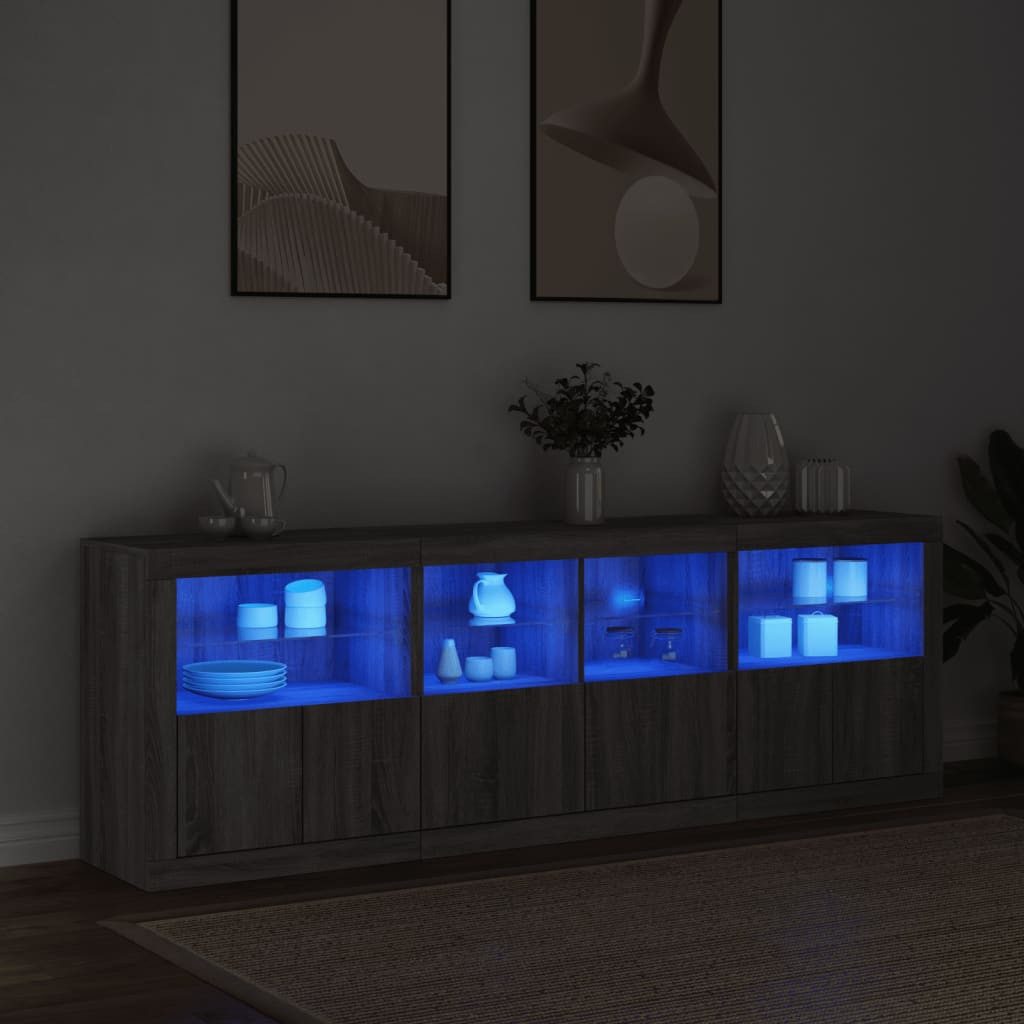 vidaXL Sideboard Sideboard mit LED-Leuchten Grau günstig online kaufen