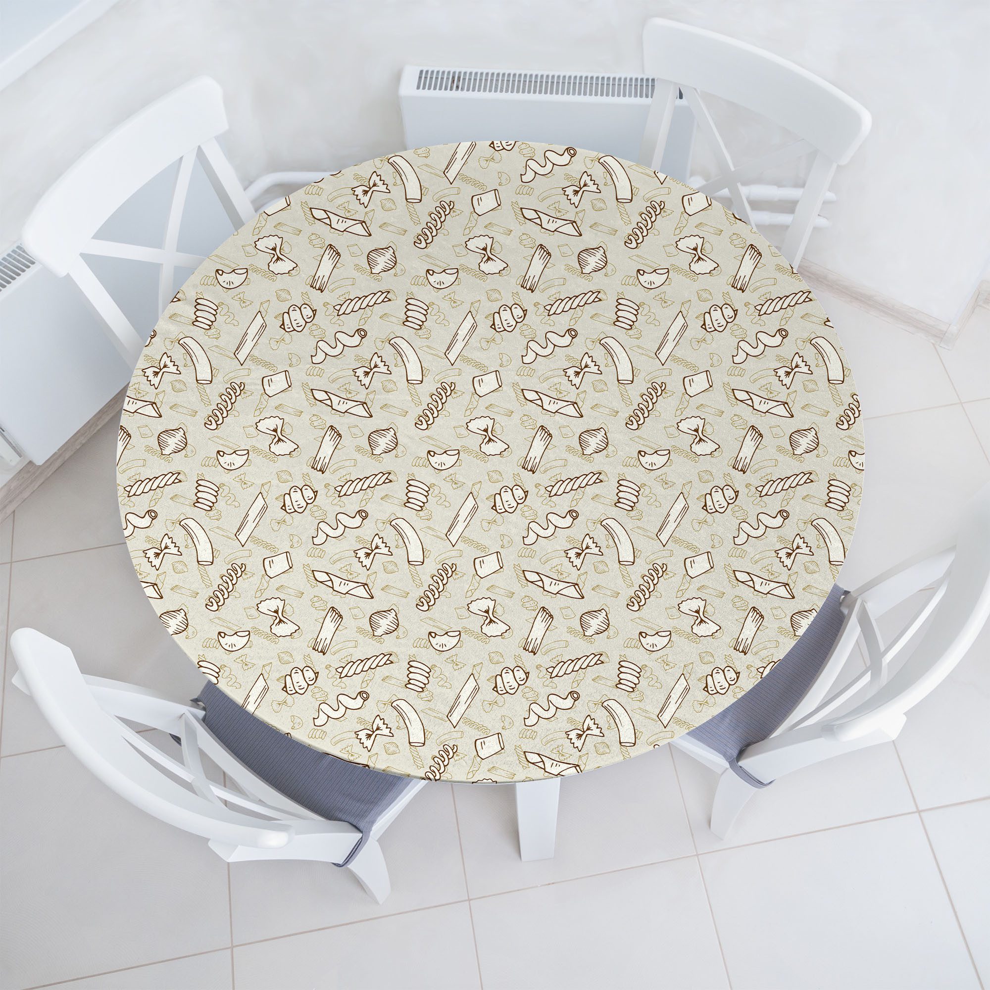 Abakuhaus Tischdecke Rundum-elastische Stofftischdecke, Essen Italienische Kultur Pasta Muster