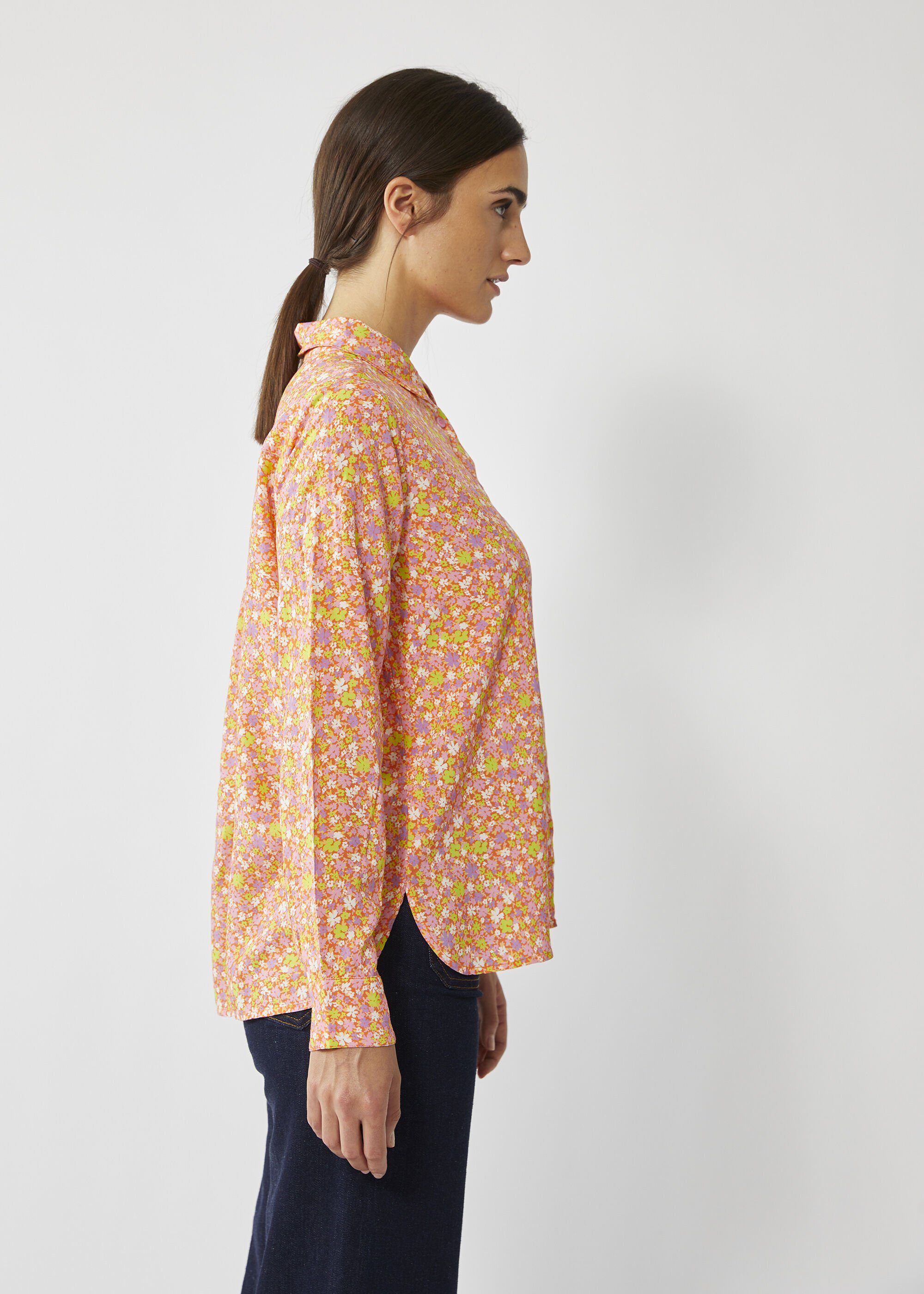 Codello Klassische aus mit Millefleurs-Muster Viskose Bluse