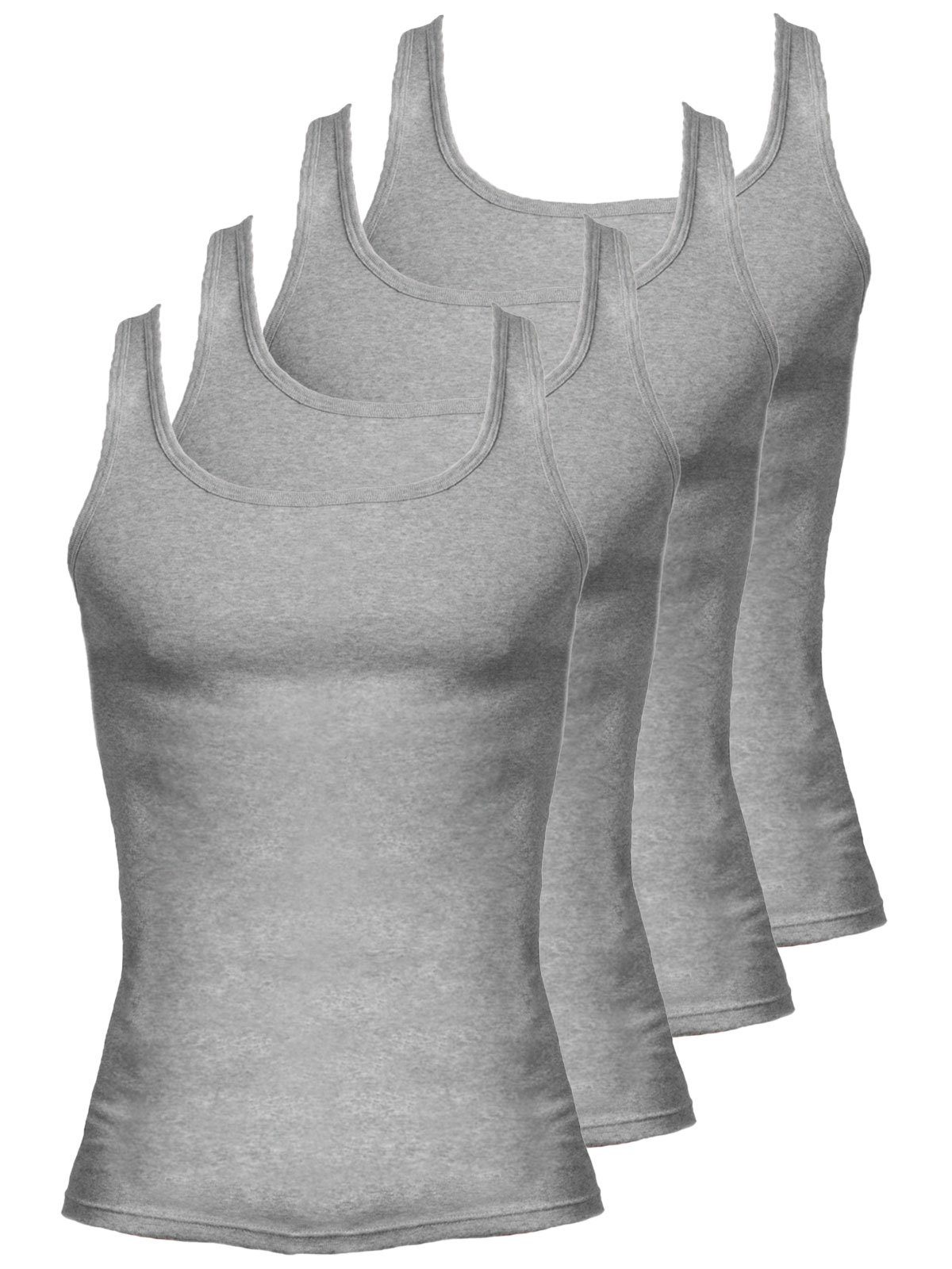 Cotton - Sparpack steingrau-melange Achselhemd 4-St) Unterhemd KUMPF Herren Bio (Spar-Set, 4er