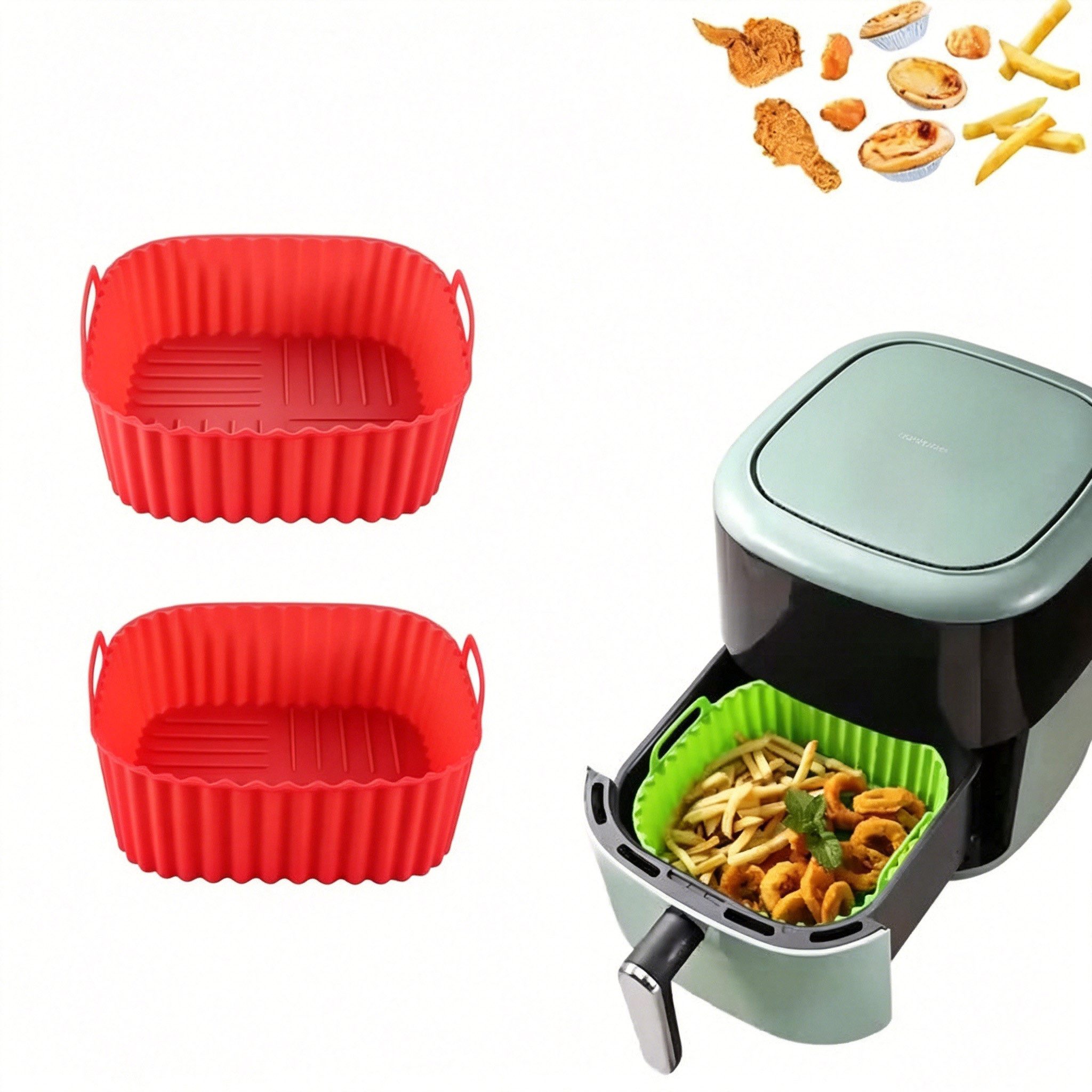 Agger Silikonform Silikon-Backformen für Heißluftfritteuse, 2er-Set, Hitzebeständige Airfryer-Backformen für Küche & Backen