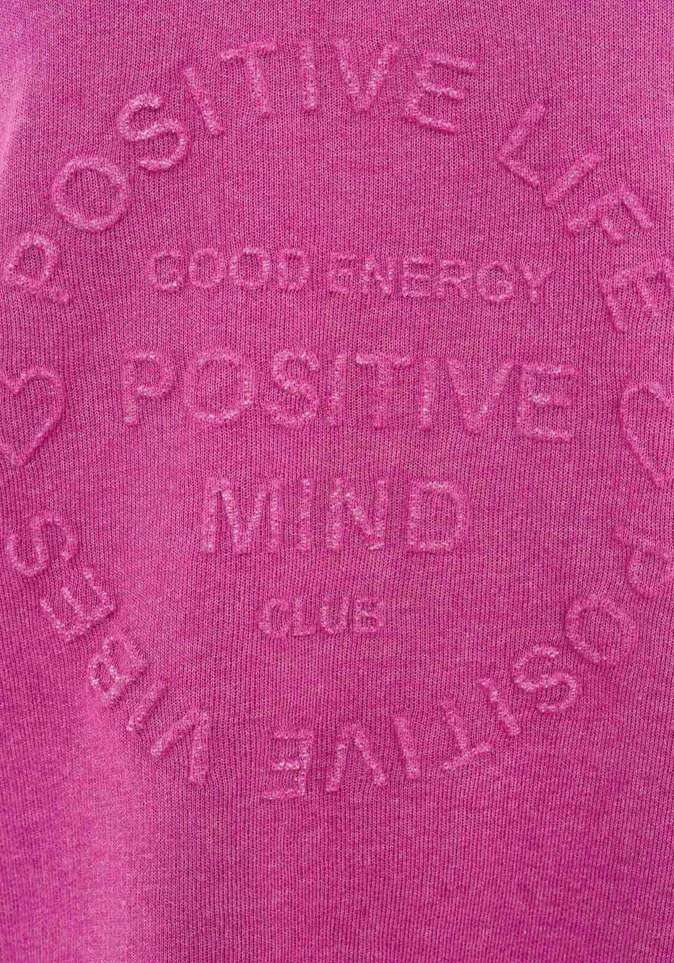 Zwillingsherz Sweatshirt "Positive Mind" ausgefranster V-Ausschnitt, Used Look, Langarm, Schriftzug – Bild 5 von 5