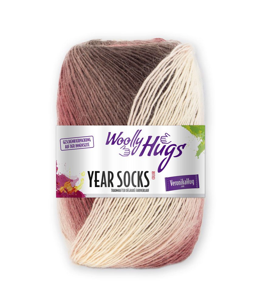 Woolly Hugs Woolly Hugs YEAR SOCKS Häkelwolle, 400 m (4-fach Sockenwolle traumhafter dégradé Farbverlauf), 100 g