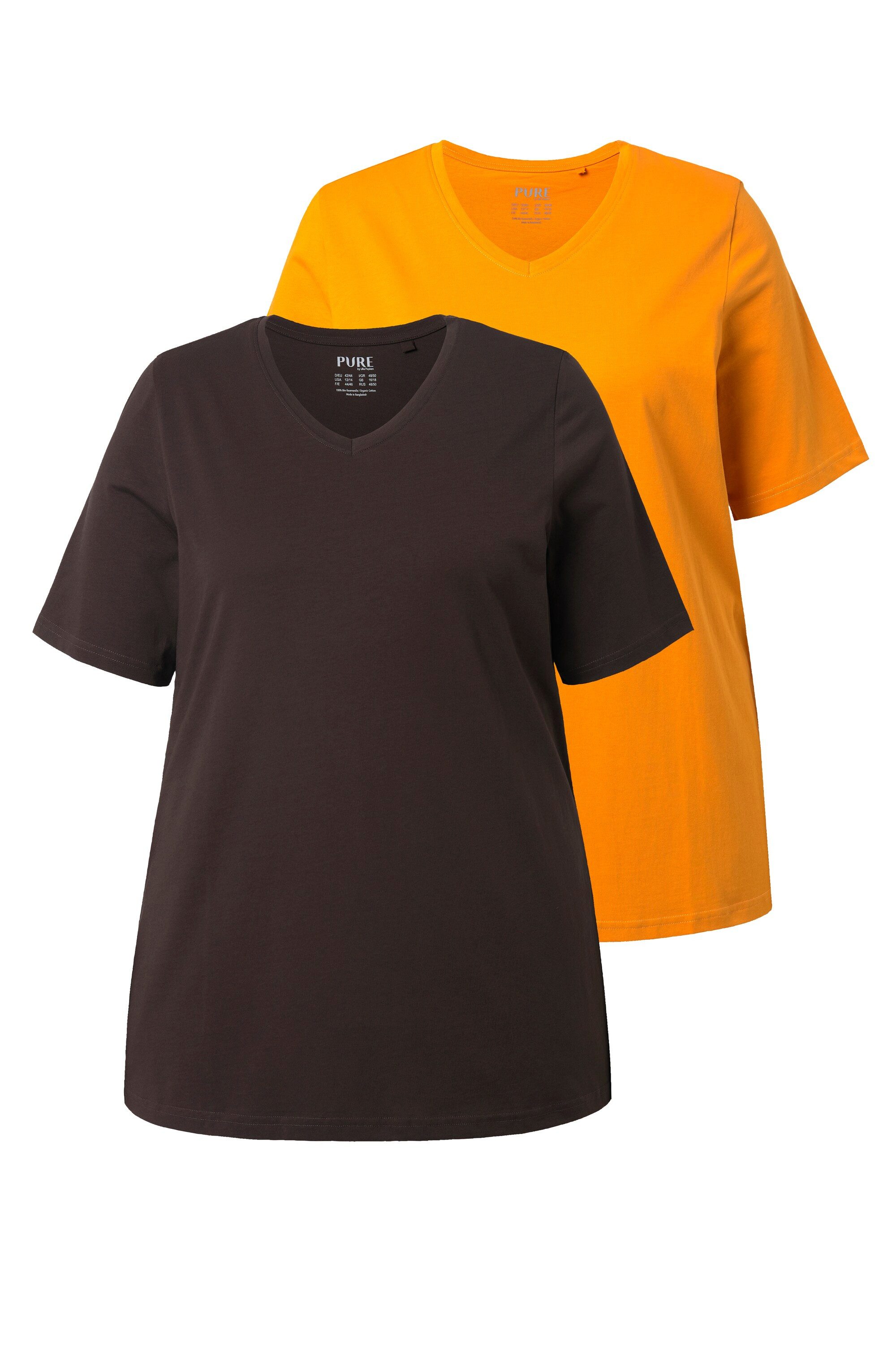 Ulla Popken T-Shirt T-Shirts 2er-Pack V-Ausschnitt Halbarm (2-tlg) günstig online kaufen