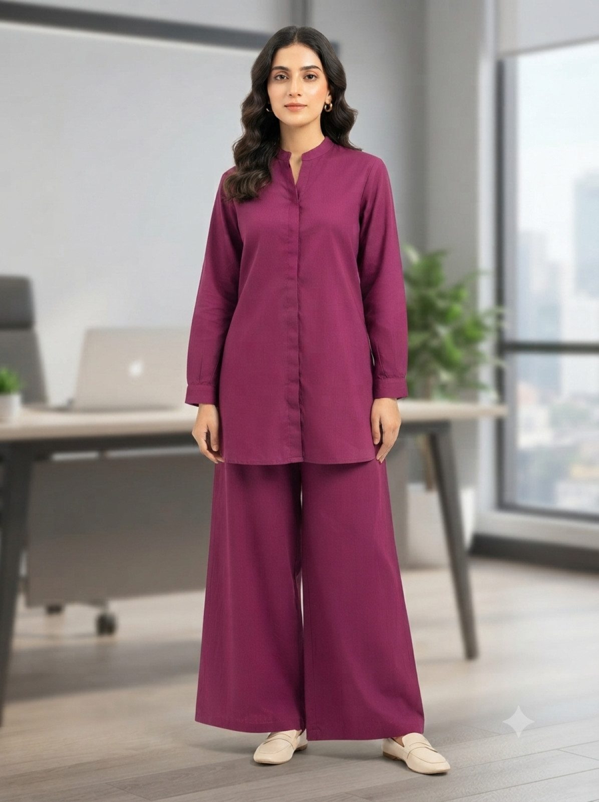 PfauGermany Langarmhemd All day Comfort Wear .Co-Ord set .2pcs .Hemd +Palazzo Hose