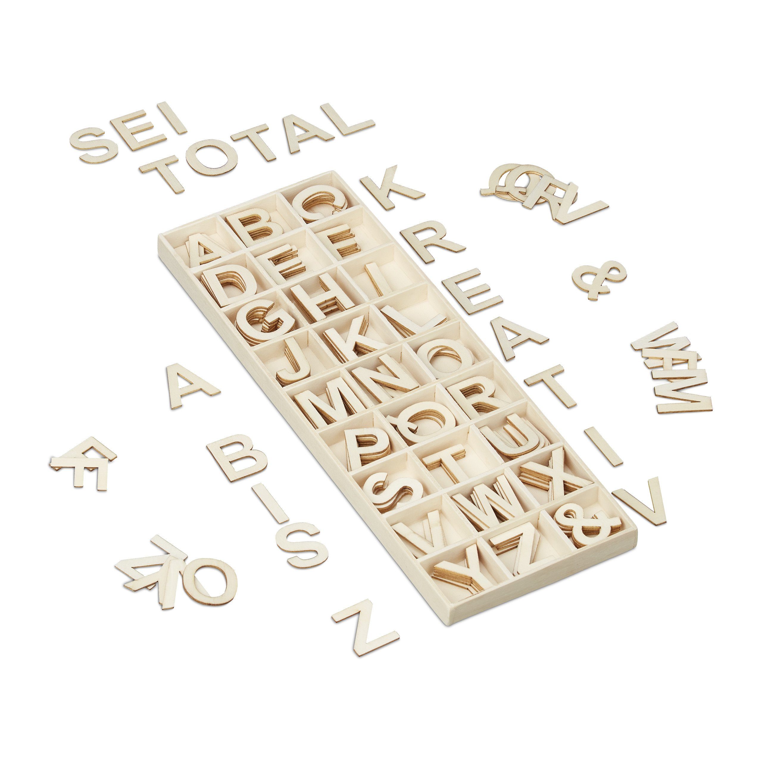 relaxdays Deko-Buchstaben Holzbuchstaben Set 162 tlg