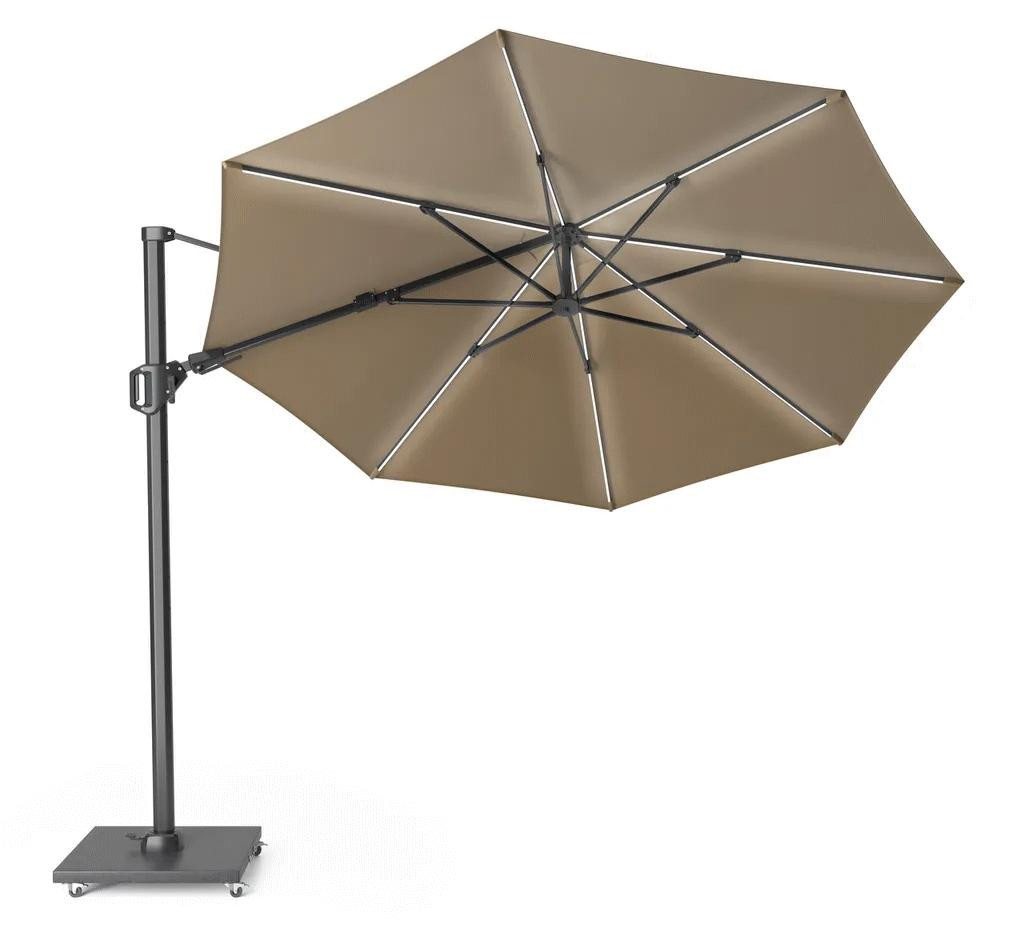 Thumbnail - Natur24 Ampelschirm Cartagena T2 Glow Ampelschirm 350x350x262cm Polyester Anthrazit Taupe