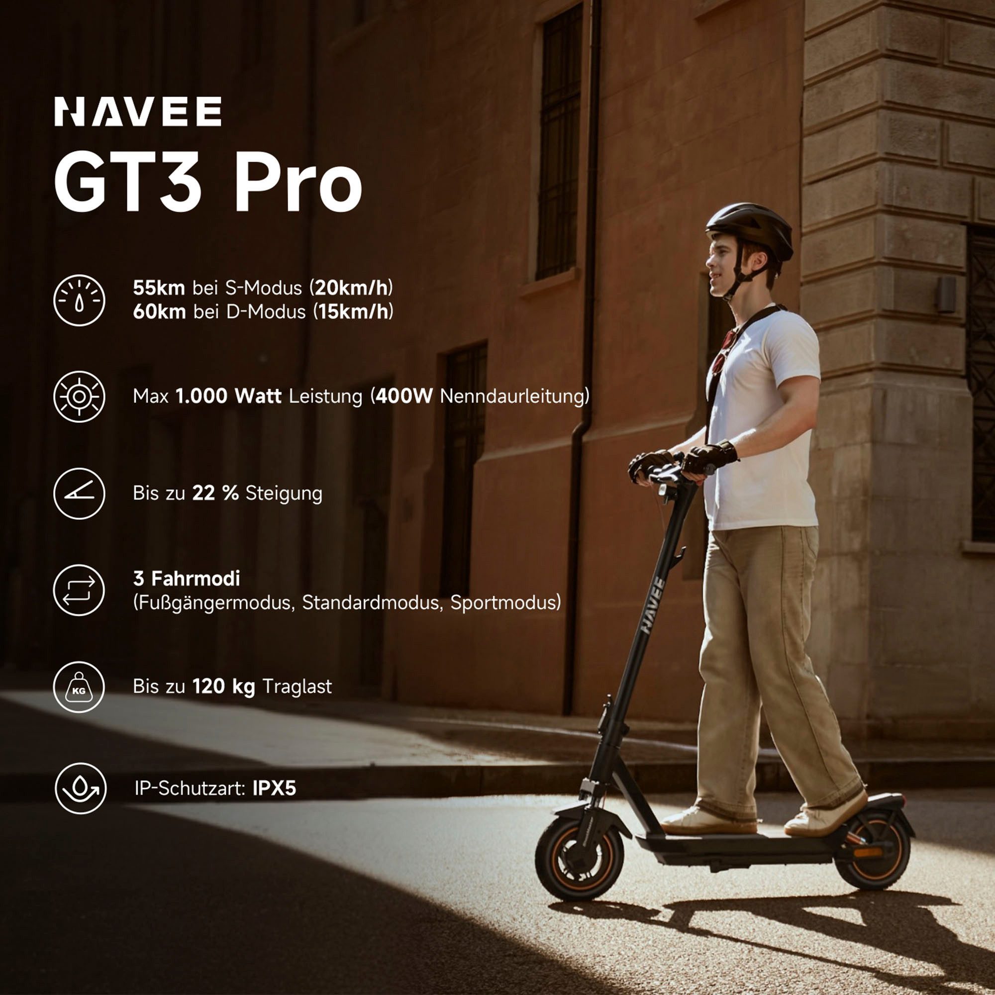 NAVEE E-Scooter GT3 Pro Electric Scooter (DE Version), 400 W, 20 km/h, (pack)
