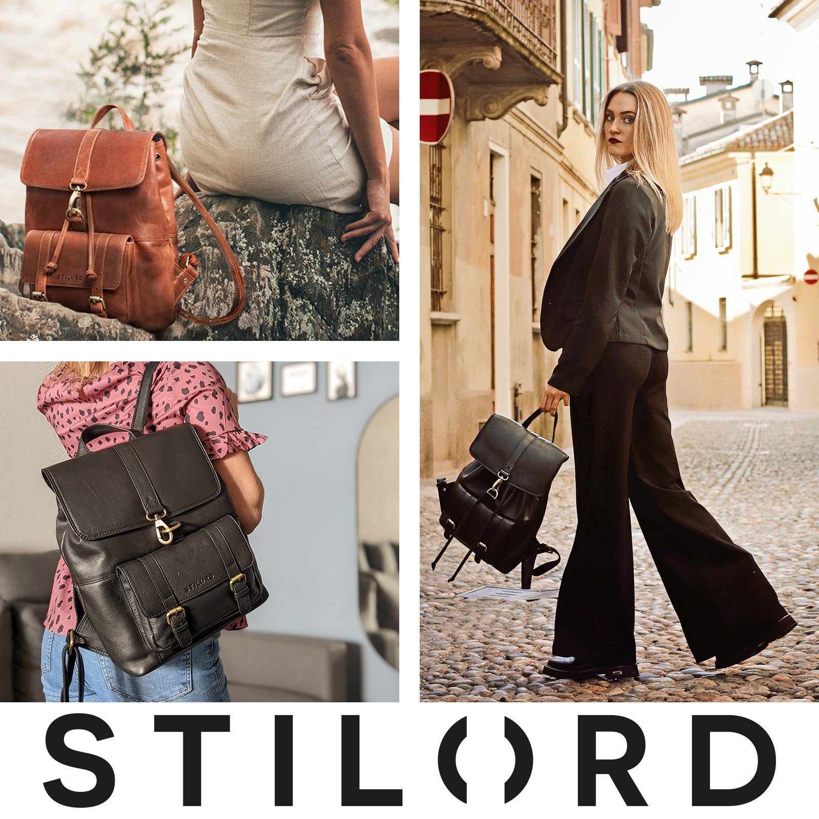 STILORD Cityrucksack "Kacey" Daypack Damen Leder 13.3 Zoll Lederrucksack Unirucksack