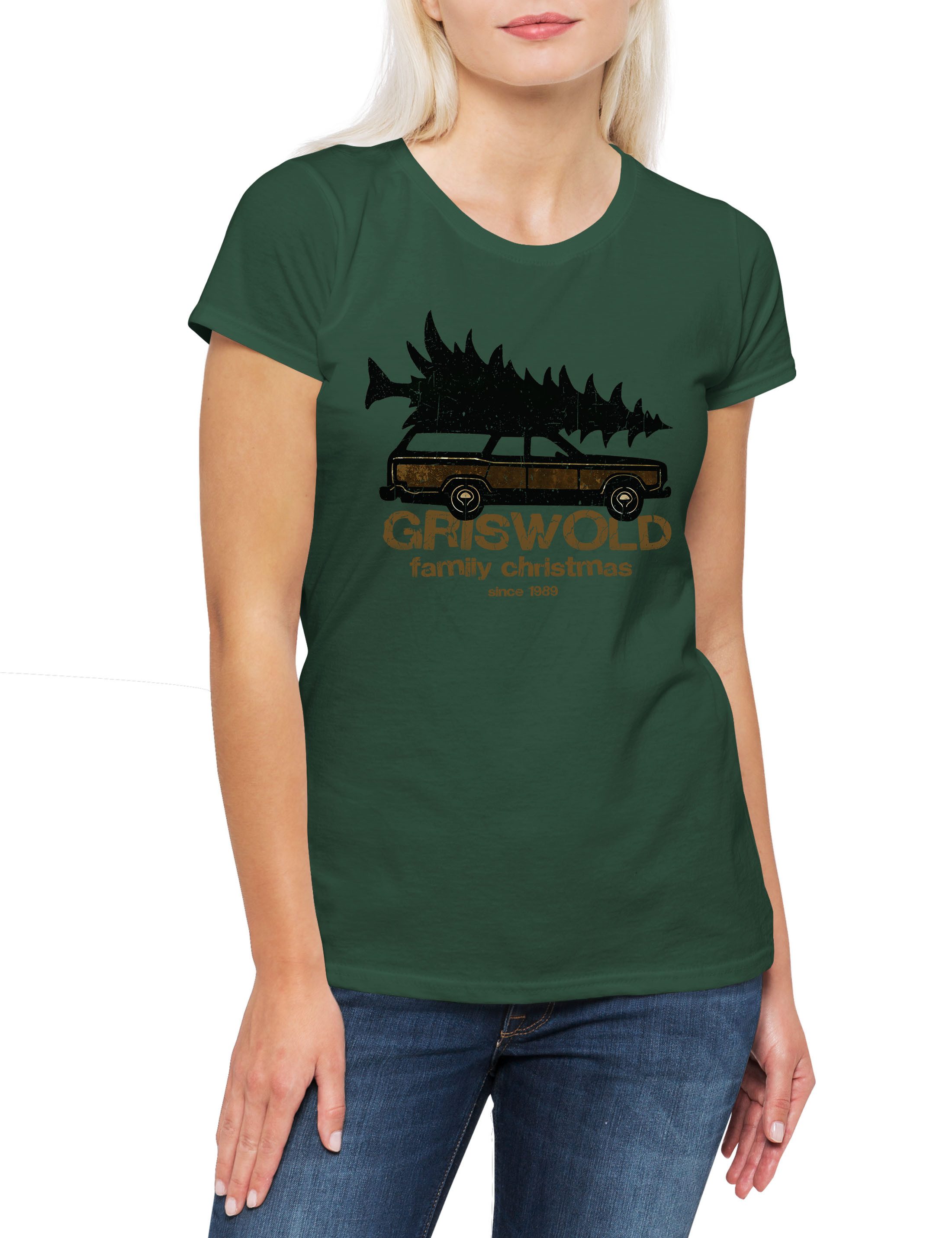 Print-Shirt Griswold Tree Service Damen T-Shirt X-Mas Schöne Bad Weihnachtsmann