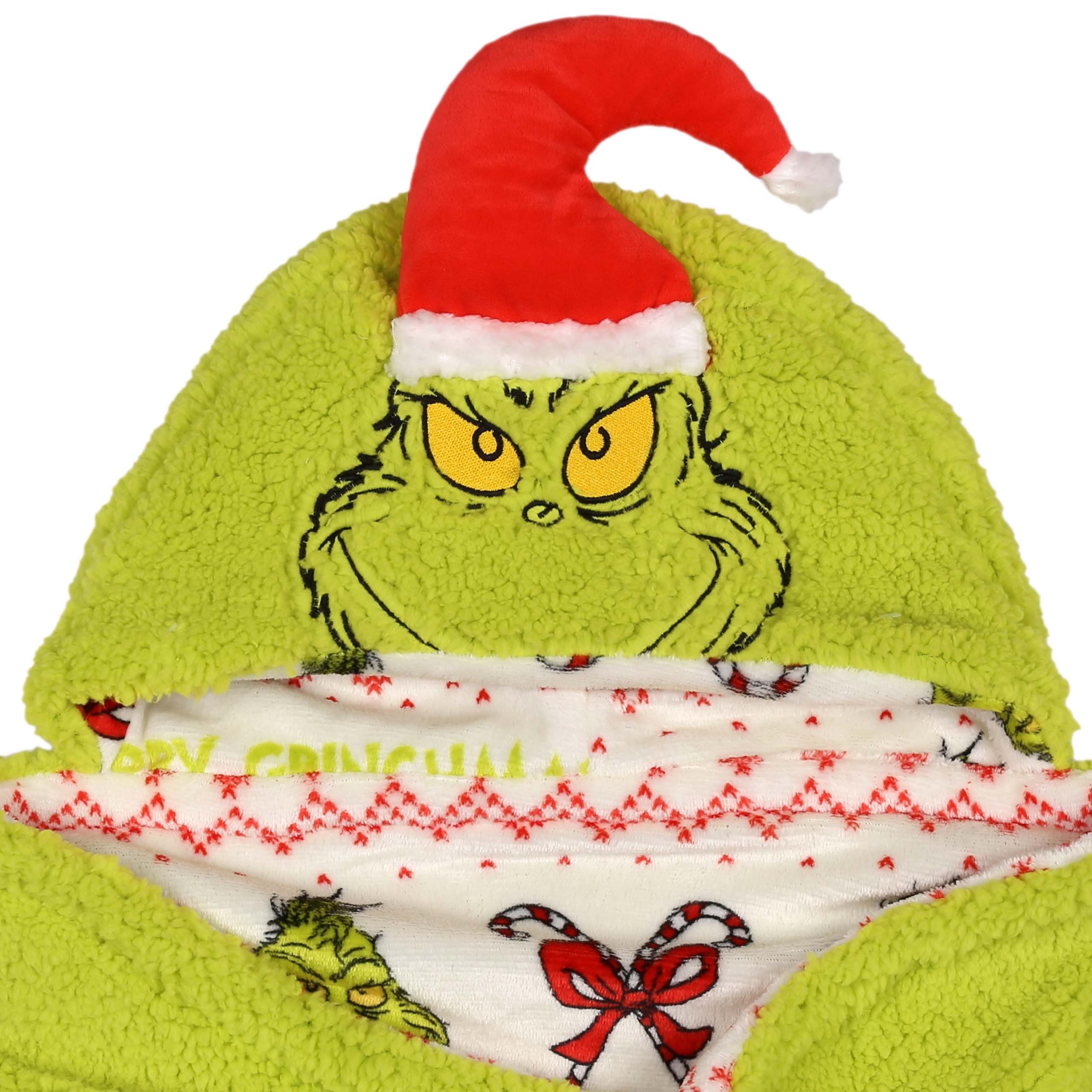 Sarcia.eu Weihnachtspullover Grinch warme Kapuzendecke, Sherpa Sweatshirt-Decke 120x150 cm