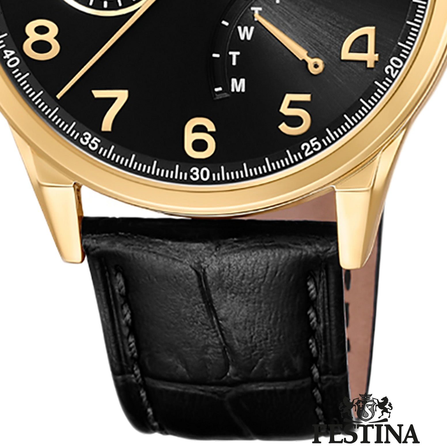 Lederarmband schwarz Uhr Multifunktionsuhr Leder, Herren Armbanduhr Festina F20279/C Festina Herren rund,