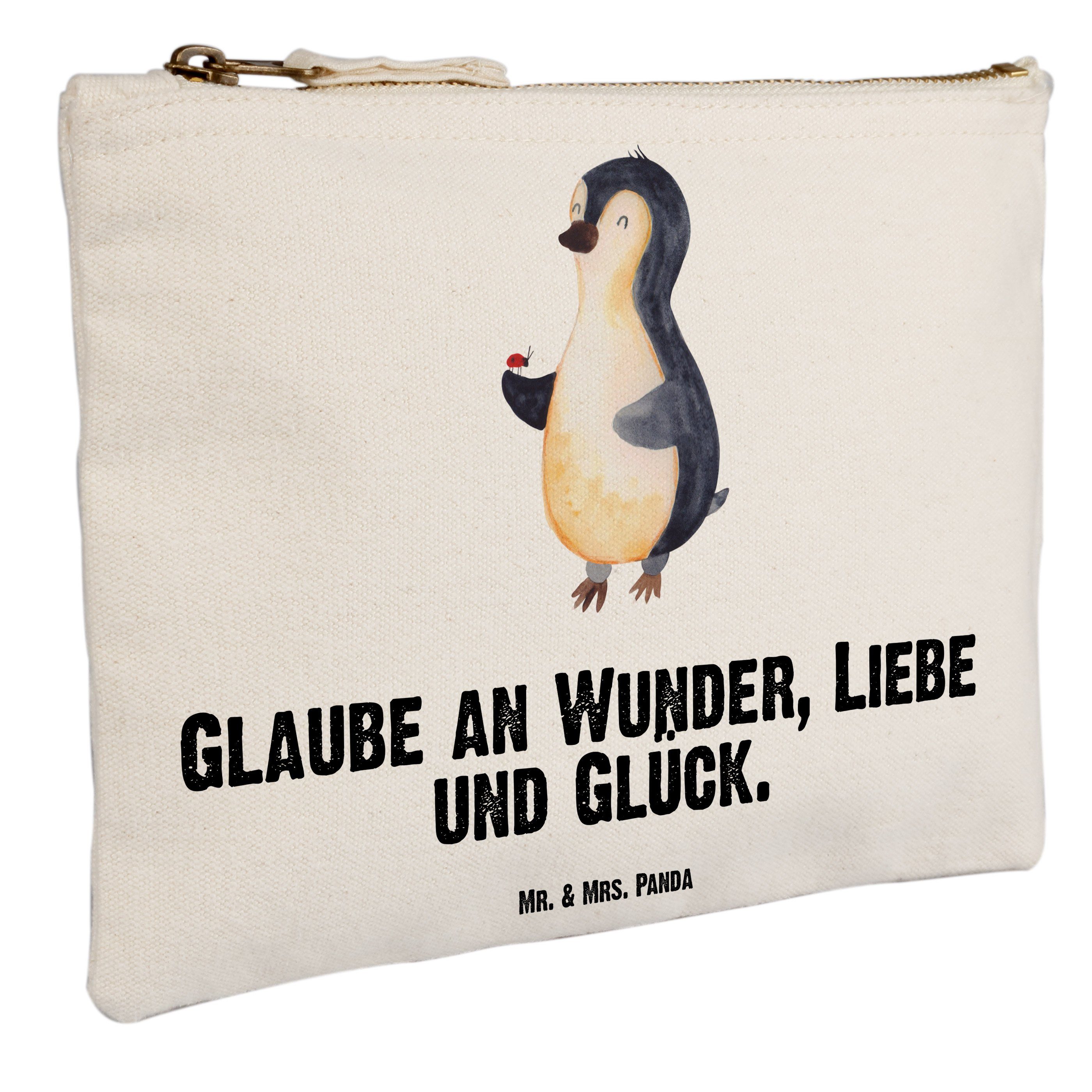Mr. & Mrs. (1-tlg) Pinguin Geschenk, Kosmetiktasche Weiß XL Große Grösse - - Marienkäfer Stiftemäppchen Panda