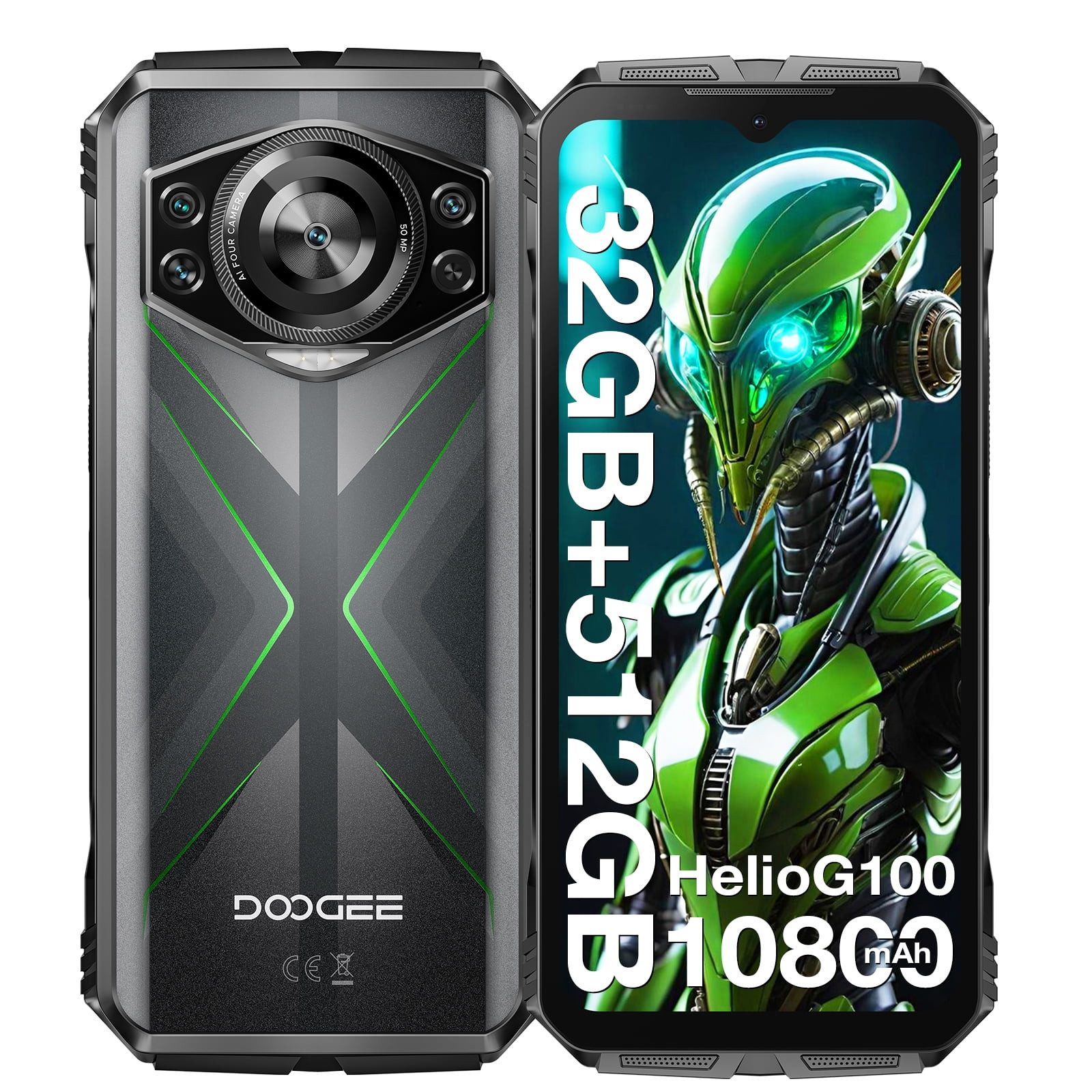 DOOGEE S118 32GB RAM+512GB ROM 4G Outdoor Smartphone (16,72 cm/6.58 Zoll, 512 GB Speicherplatz, 50 MP Kamera, 6.58" FHD+ Display, IP68, 10800mAh, NFC, GPS, OTG)