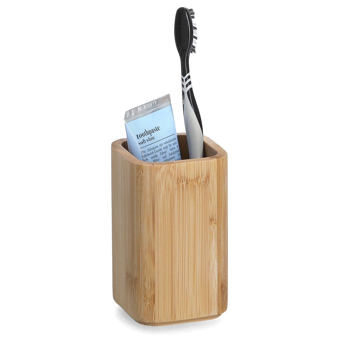 Zeller Present Wäschekorb Zahnputzbecher, Bambus, 290 ml, ca. 7 x 7 x 11,4  cm, individuelle Maserung des Holzes macht jeden Becher zum Unikat