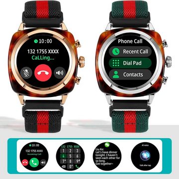 Fsdibst Smartwatch (1,2 Zoll, Android iOS), Amoled Fitnessuhr Telefonfunktion Runde 122 Sportmodus Schrittzähler