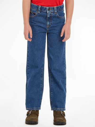 Tommy Hilfiger 5-Pocket-Jeans GIRLFRIEND MID BLUE Kinder Kids Junior MiniMe,mit Leder-Brandlabel am hinteren Bund