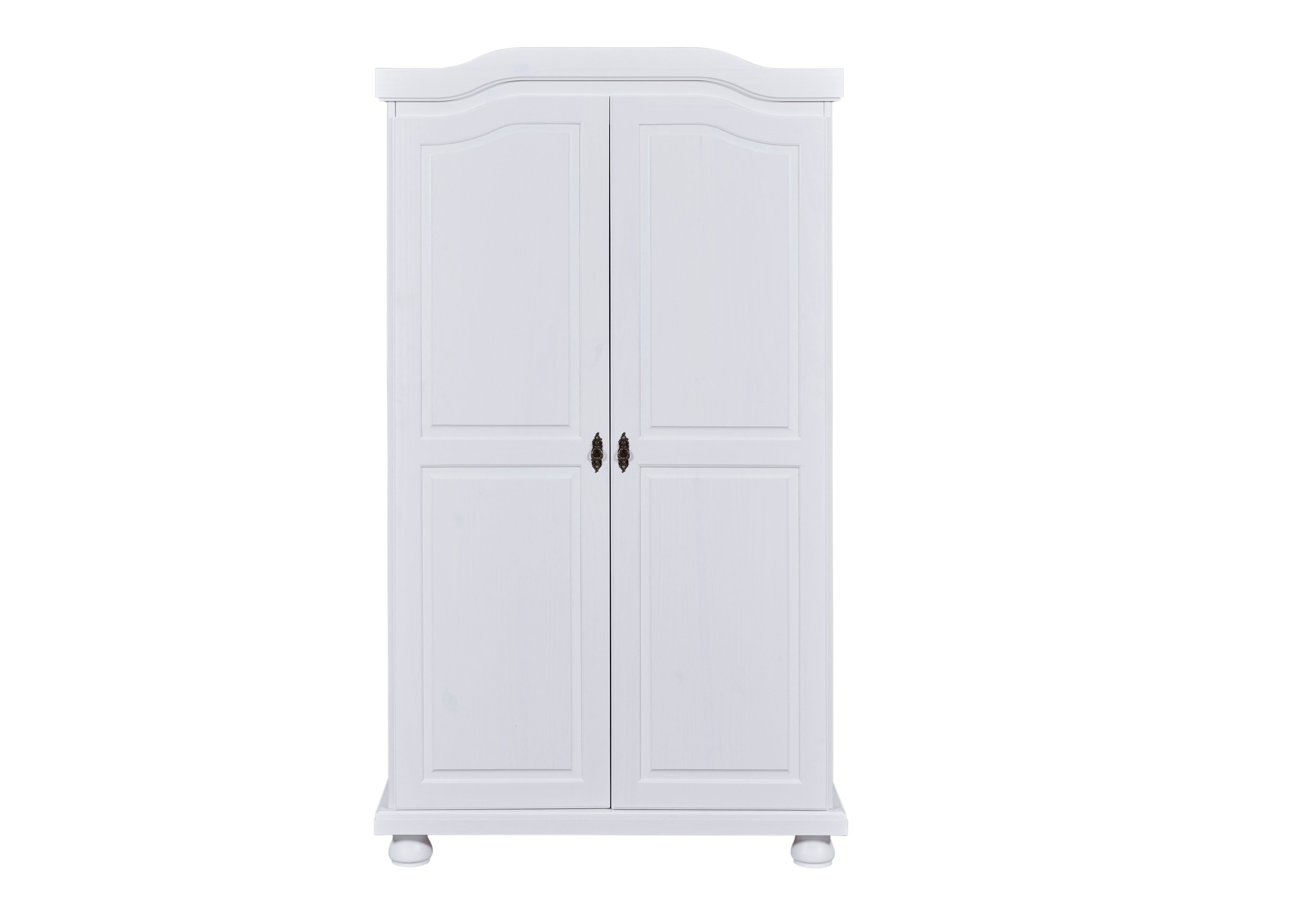 Inter Link Kleiderschrank Hedda aus Fächern, Türen, mit mit 4 weiß 2 Landhausstil Kleiderstange, Massivholz, lackiert