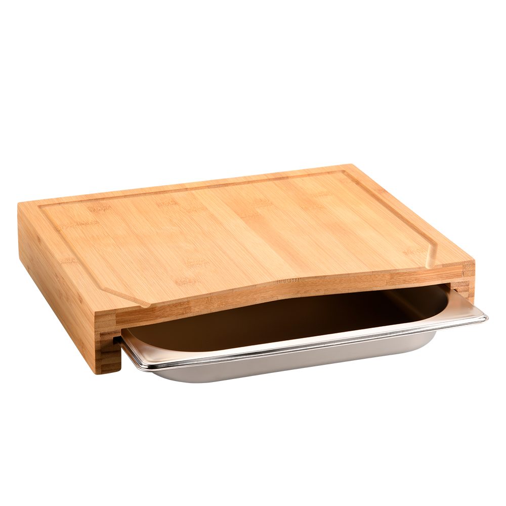 Schneidebrett Brett mit Auffangschale und Saftrille, 36,5 x 28,5 cm