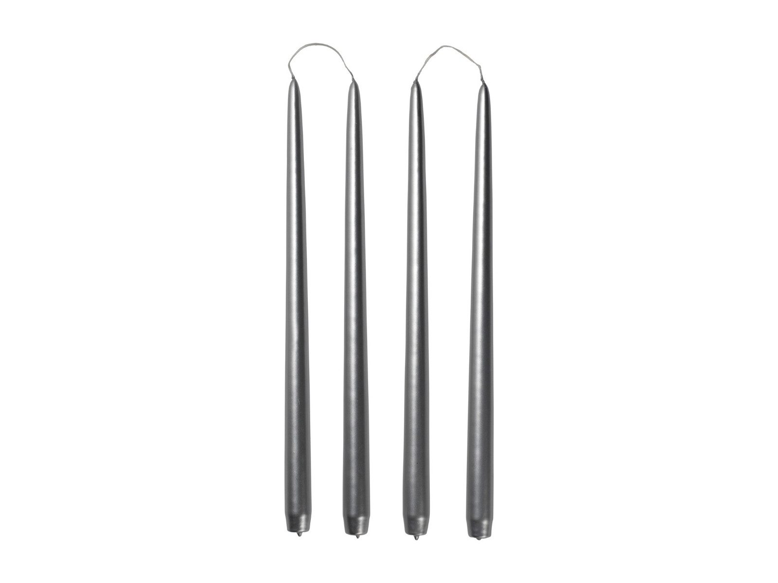 Broste Copenhagen Duftkerze Smooth Glossy getauchte Kerze silver 38cm Set4