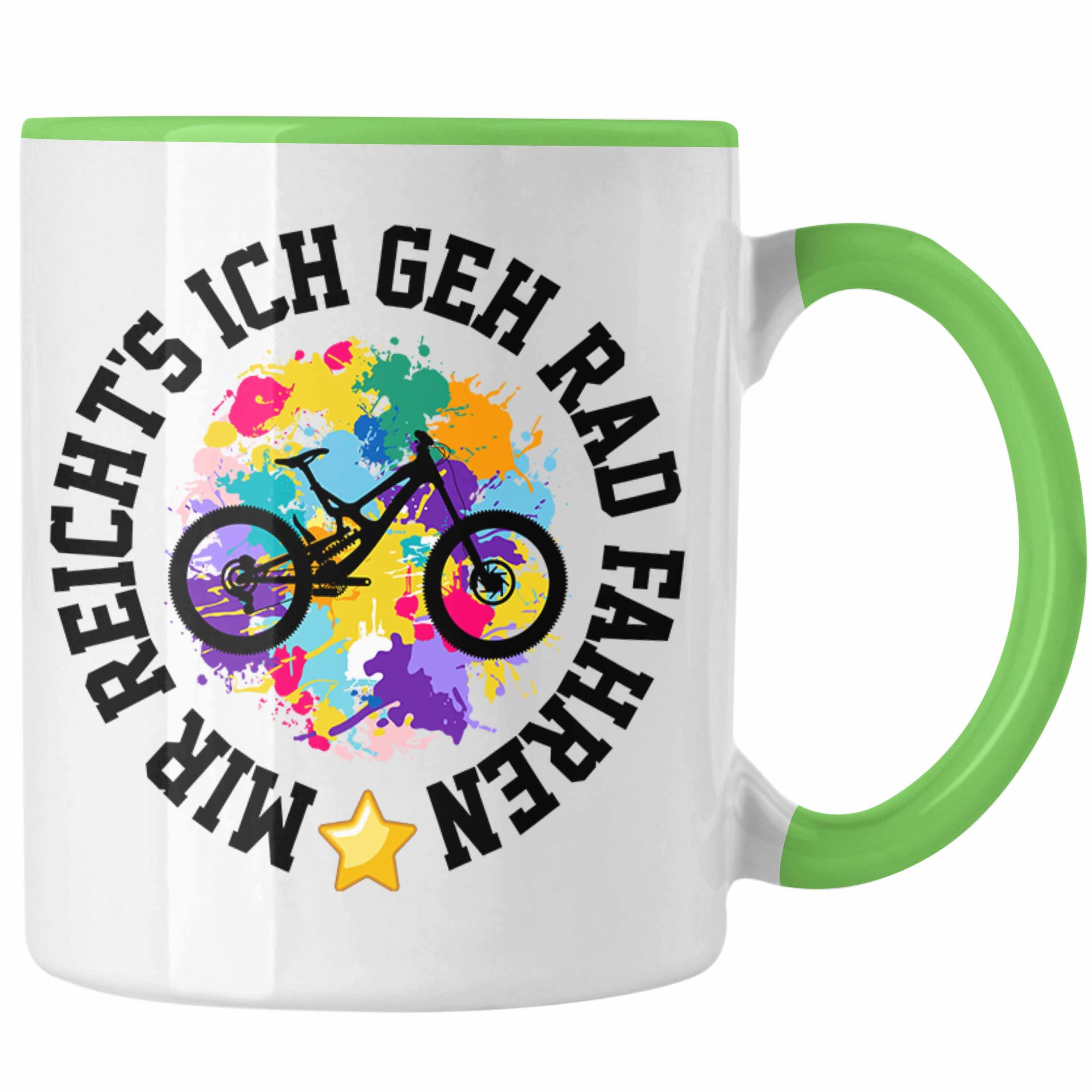 Trendation Tasse Trendation - Fahrrad Geschenk Männer Frauen Lustiger Ich Fahrradfahrer Fahren Mir Grün Tasse Reichts Spruch für Geh