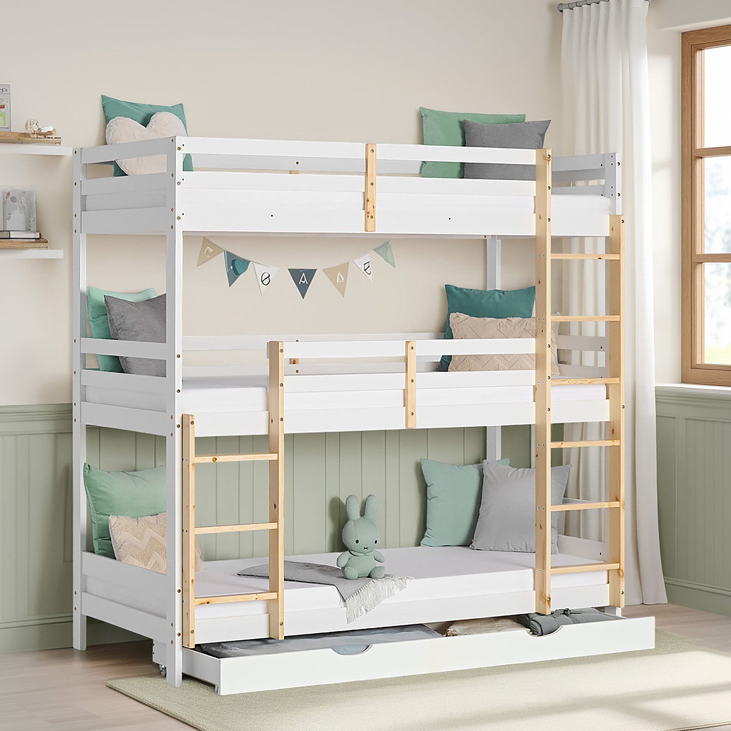 Homestyle4u Etagenbett 90x200 Dreifach Hochbett Weiß günstig online kaufen