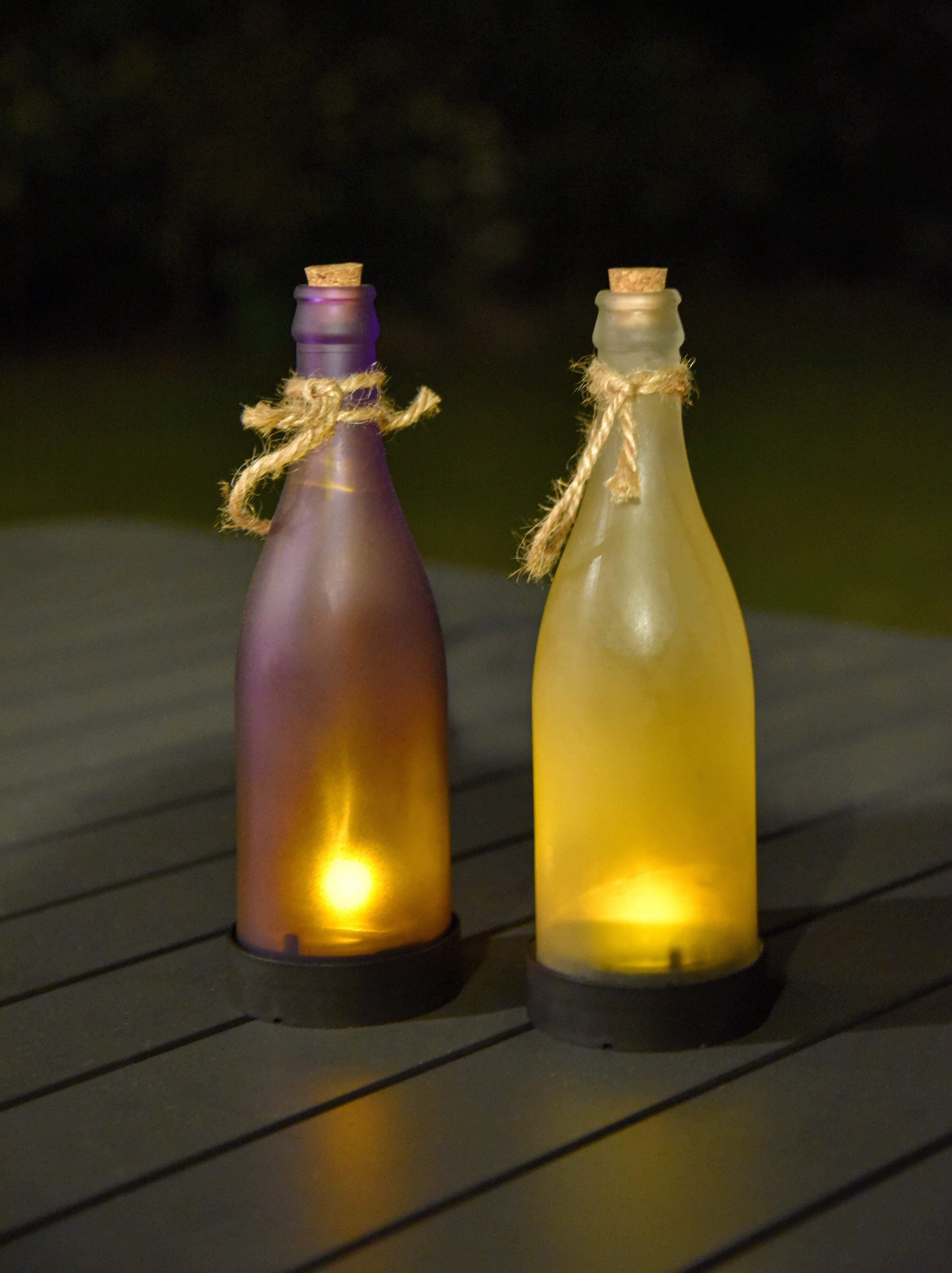 Garden Pleasure LED Solarleuchte Solar-Leuchte Glasflasche, LED, 4 Farben mit Ein- / Ausschalter