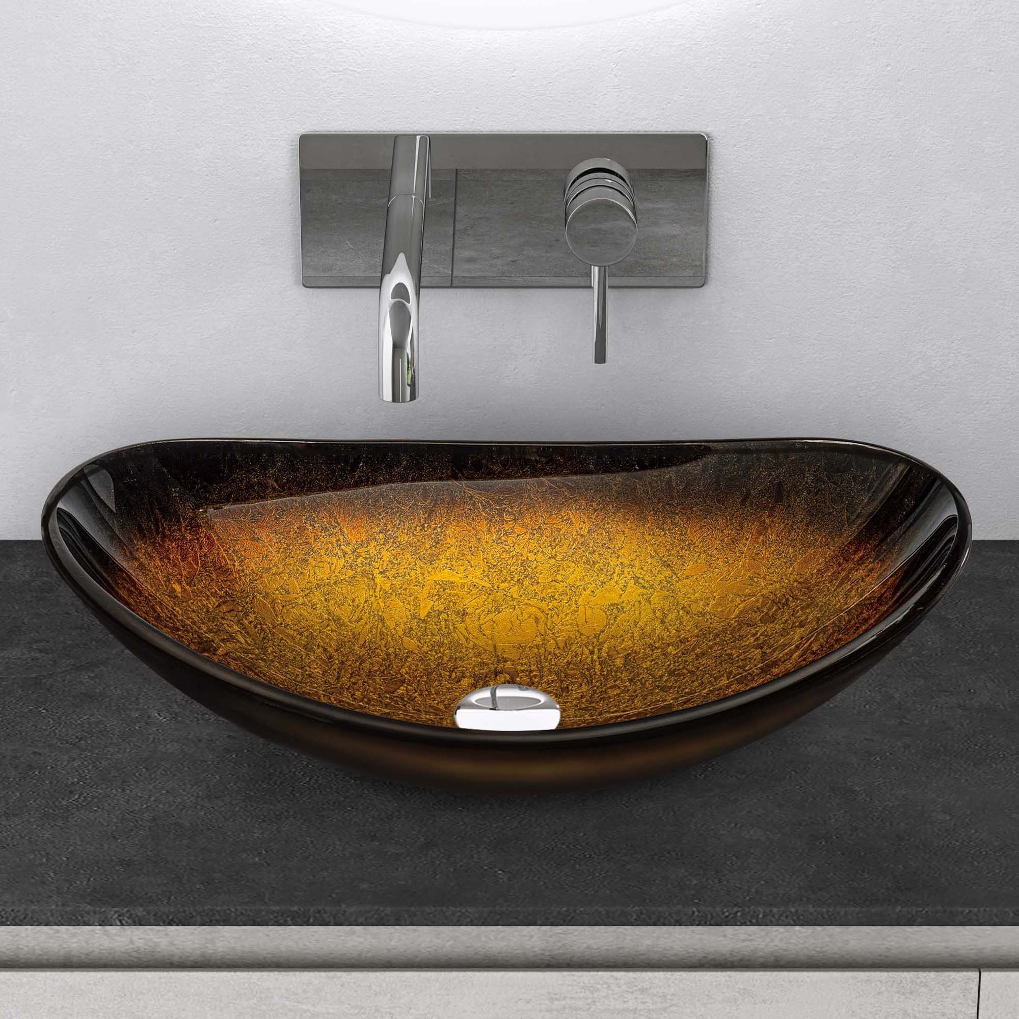 Mai & Mai Aufsatzwaschbecken Glaswaschbecken Glas Waschplatz Handwaschbecken Minerva08, leichte Reinigung, ohne Überlauf