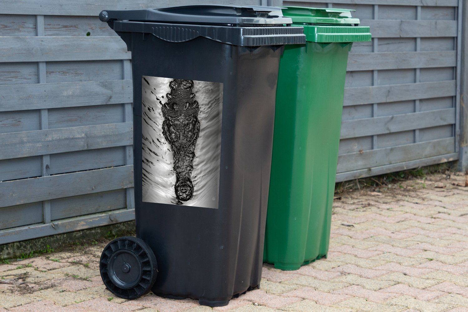 Container, St), Mülleimer-aufkleber, Mülltonne, - Abfalbehälter MuchoWow Wandsticker - (1 Sticker, Krokodil Amerika Reptilien