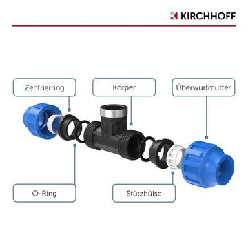 Kirchhoff T-Stück, für HDPE Rohr, 20 mm x 1/2" IG x 20 mm