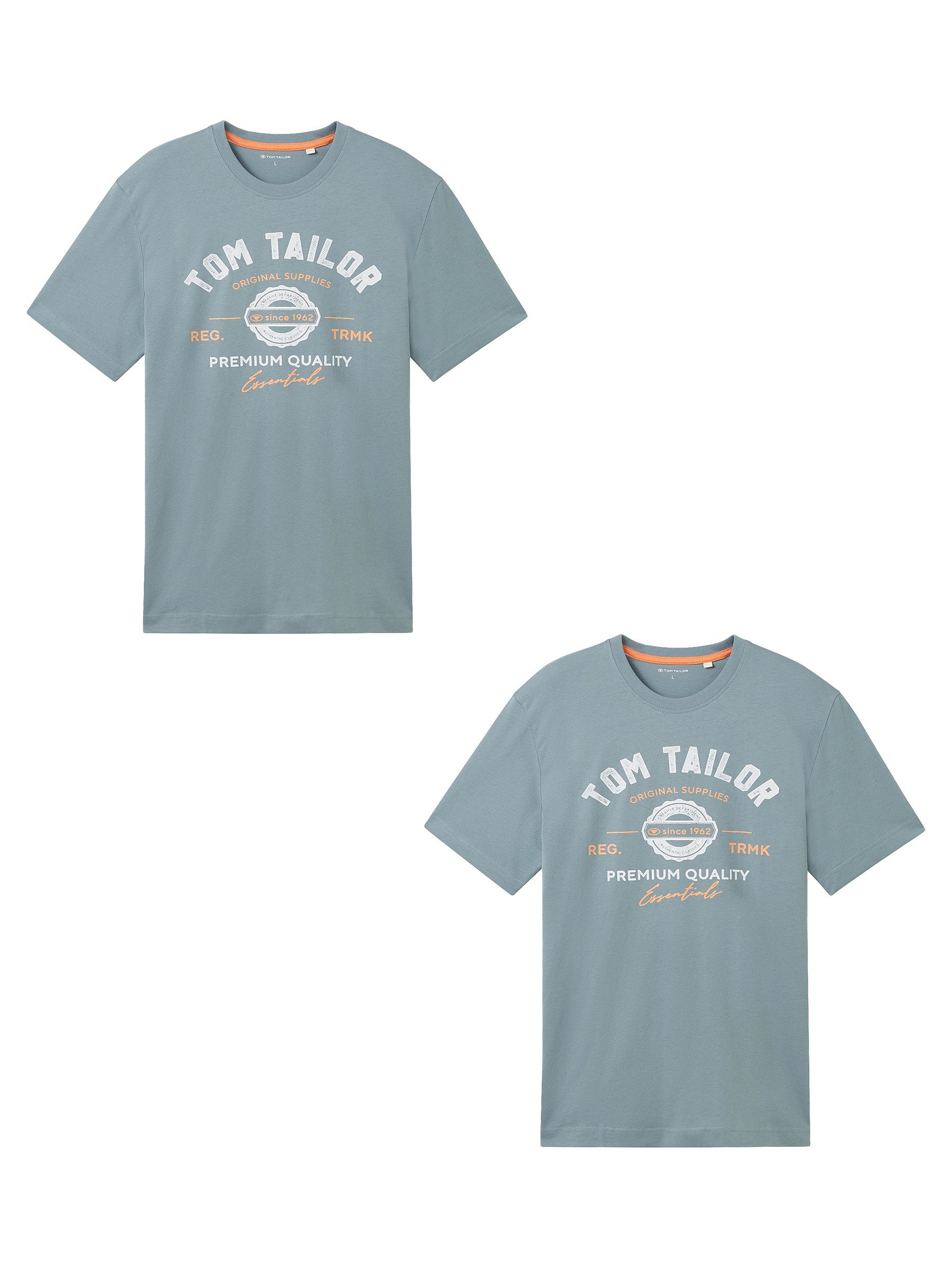 TOM TAILOR T-Shirt Logo 2-er Pack Kurzarm Set mit Logo Print für Herren (2-tlg) T-Shirt mit Logo Print