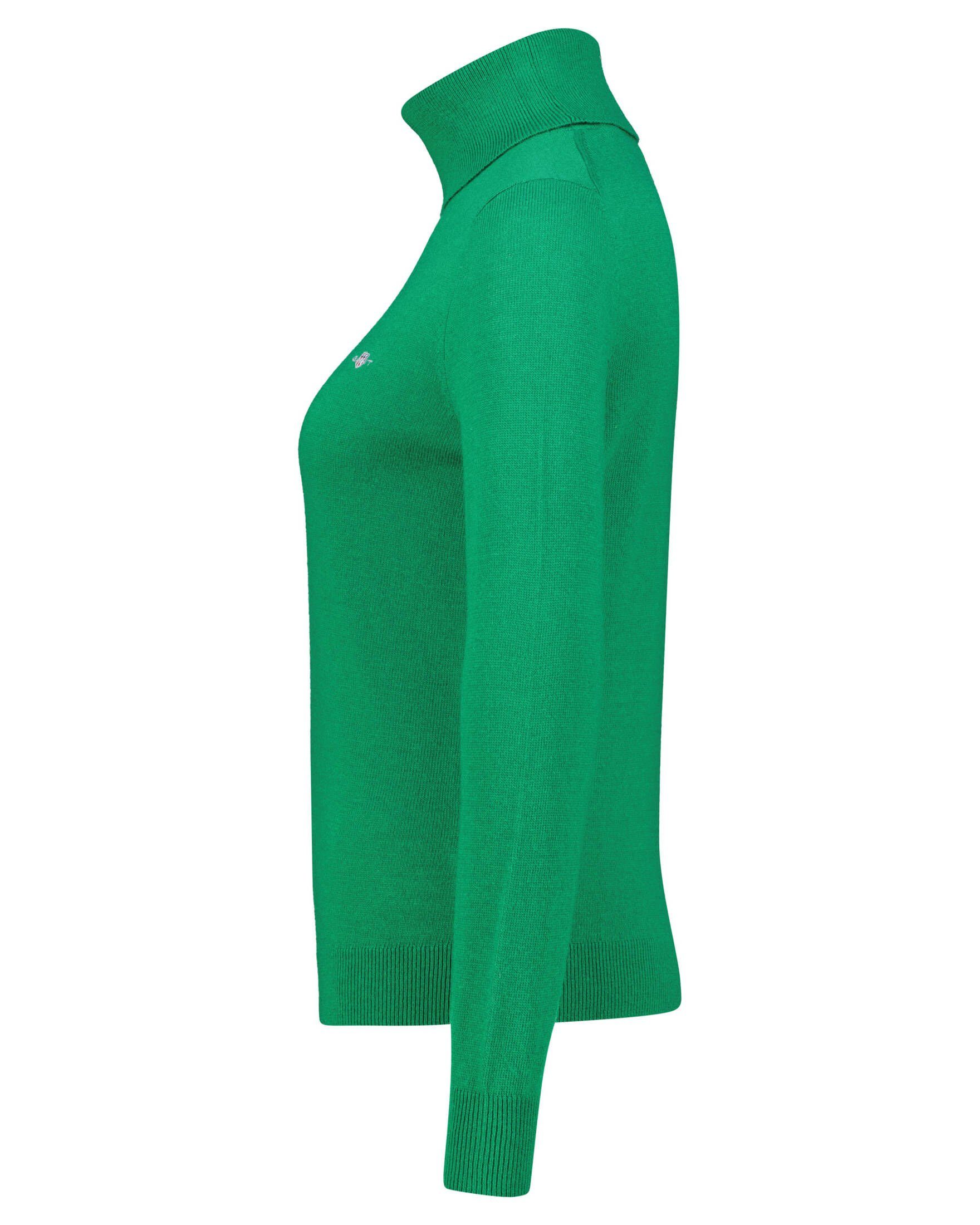 Strickpullover mit Damen Wolle (43) (1-tlg) grün Rollkragenpullover Gant