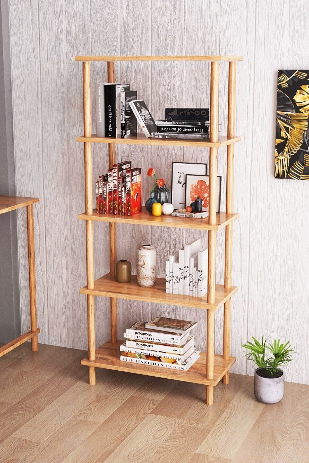 en.casa Standregal, Bücherregal mit 5 Böden 45 x 30 x 138.5 cm Spanplatte Braun 89866659