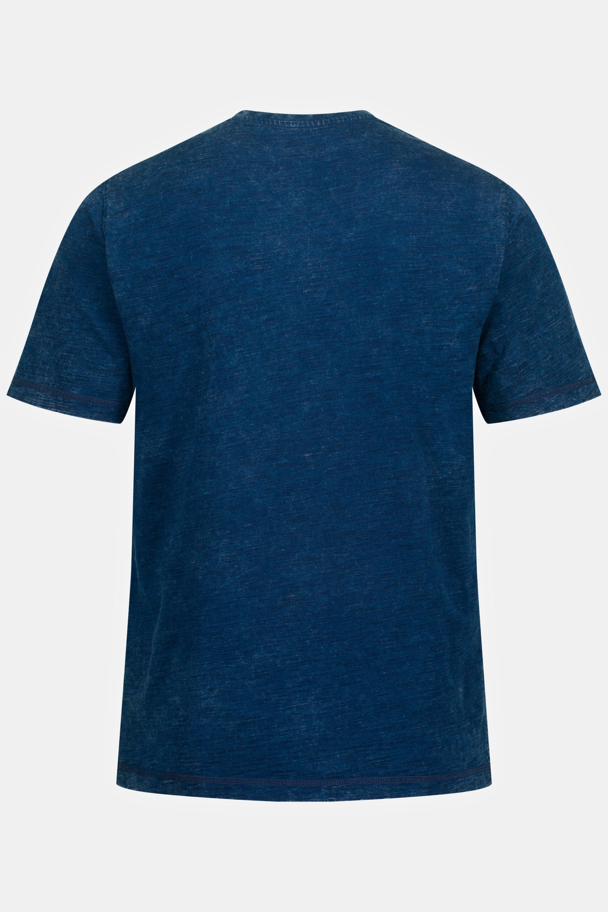 Rundhals T-Shirt JP1880 T-Shirt Indigo-Färbung Print Halbarm
