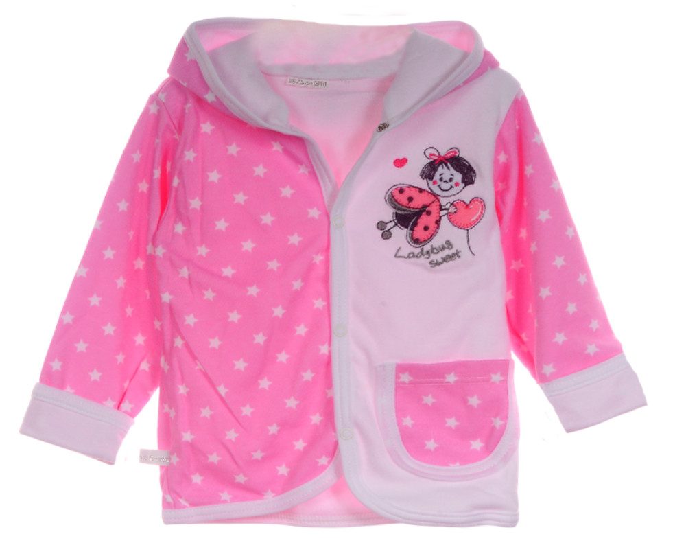 La Bortini Sweatjacke Baby Jacke leichtes Jäckchen doppellagig in Rosa Sweatjacke aus reiner Baumwolle, 50 56 62 68 74 80 86 92 98