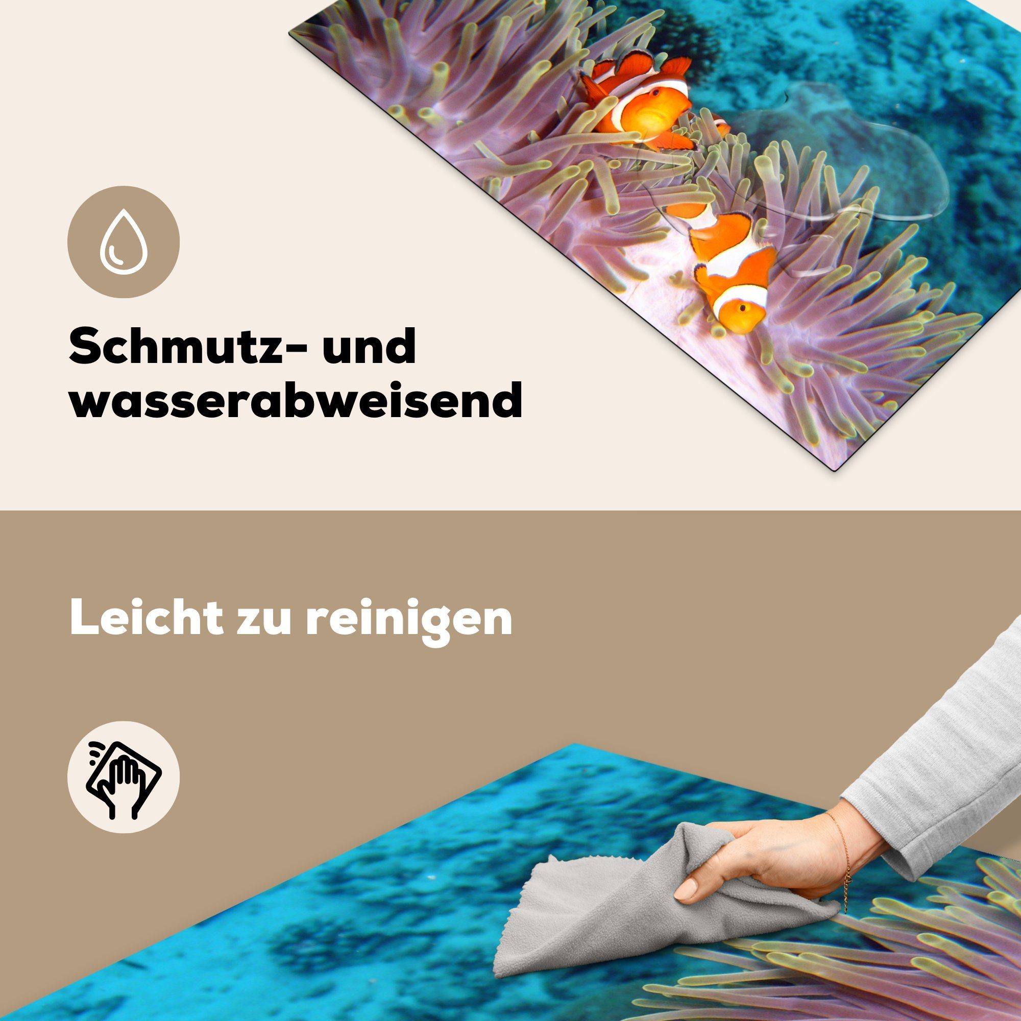 MuchoWow cm, - Induktionskochfeld tlg), Fisch 81x52 (1 Clown Herdblende-/Abdeckplatte für - Schutz küche, Ceranfeldabdeckung Vinyl, Nemo, die