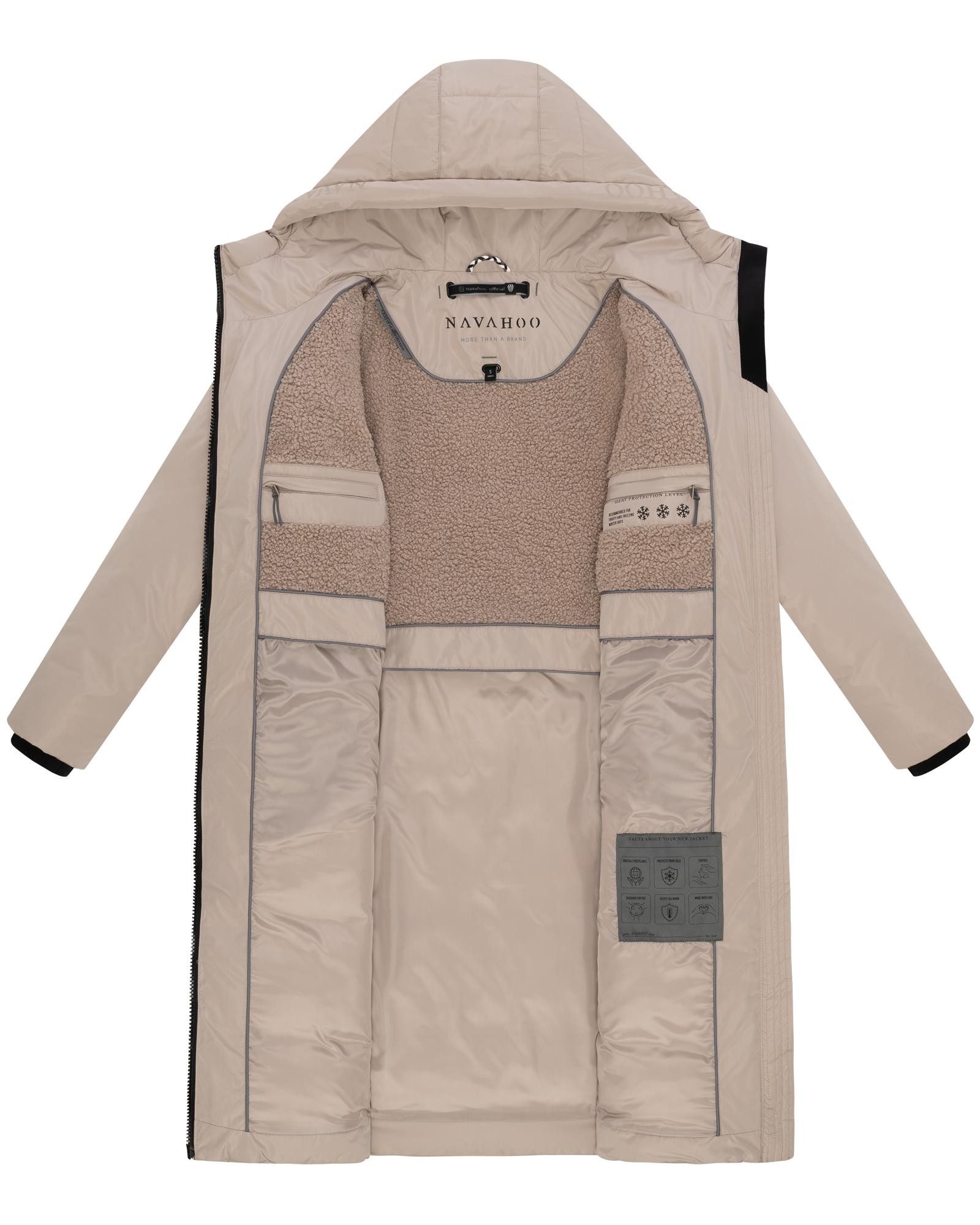 Navahoo Steppmantel Herbstnebel 14 langer Damen Wintermantel mit Taillengürtel