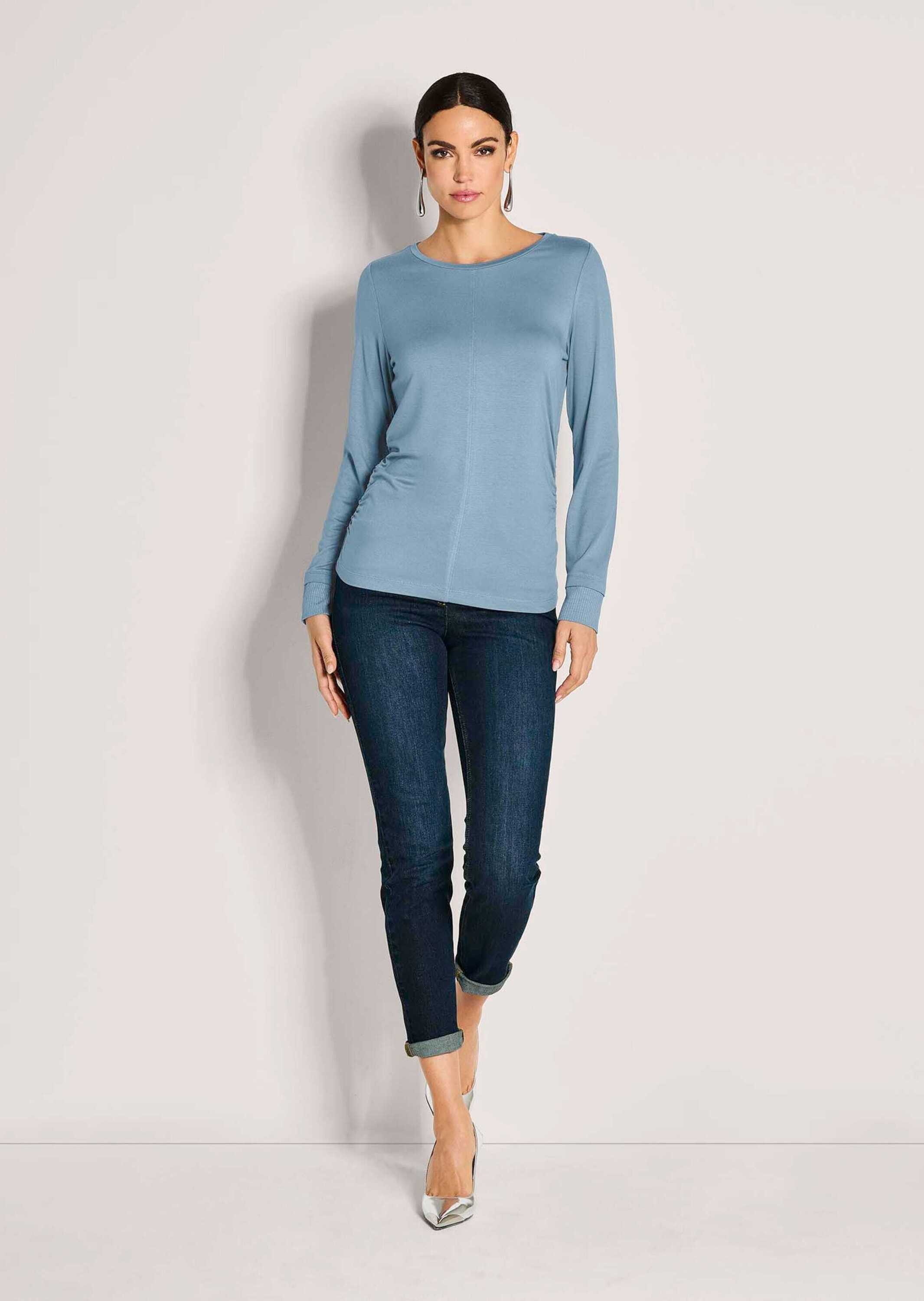 Langarmshirt Langarm-Shirt mit gerafften Seiten