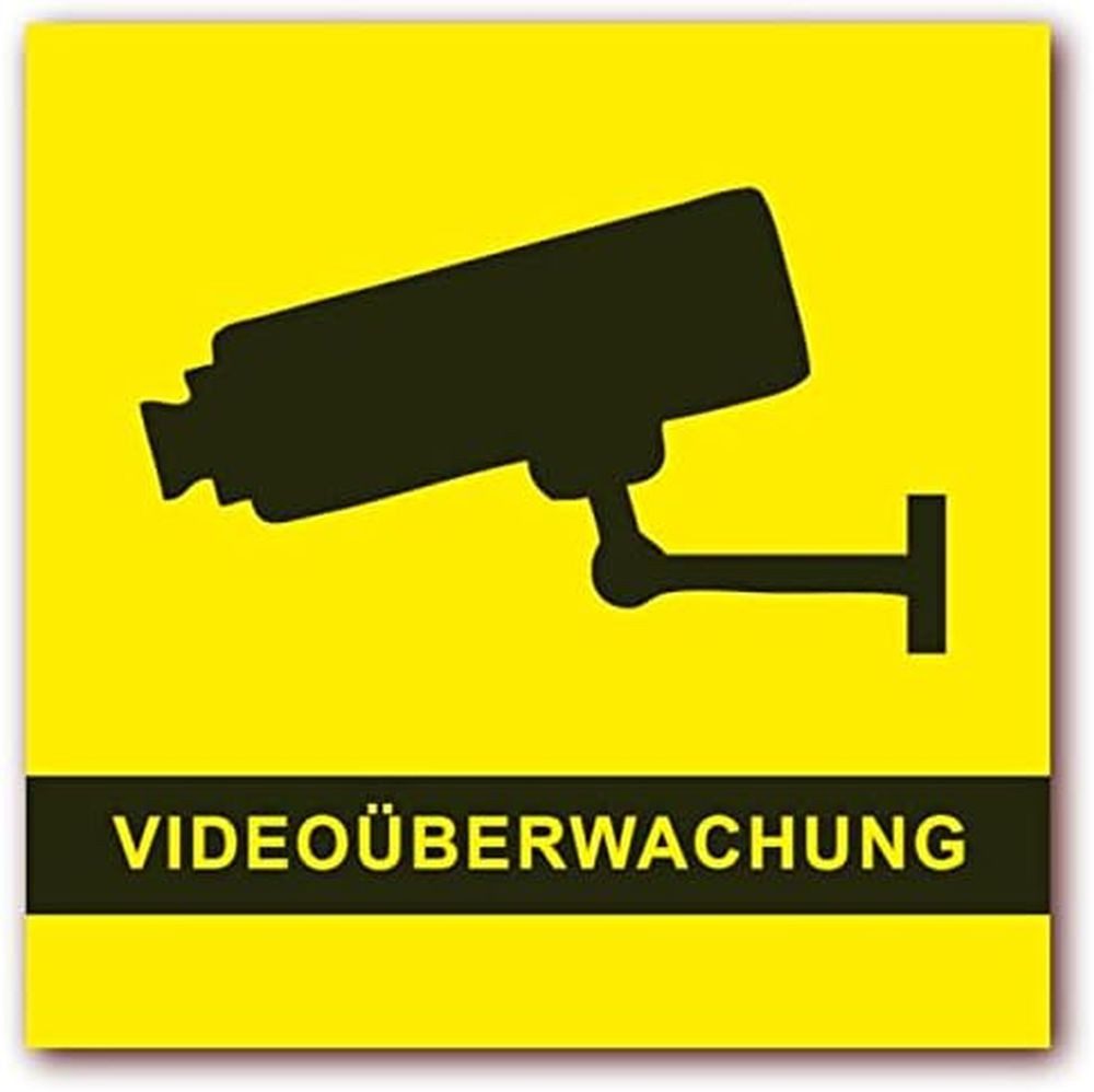 LYSCO Aufkleber XL Folienaufkleber Videoüberwachung Größe 10 x 10cm, (langanhaltend, einfach ablösbar, 6tlg), für innen und außen geeignet