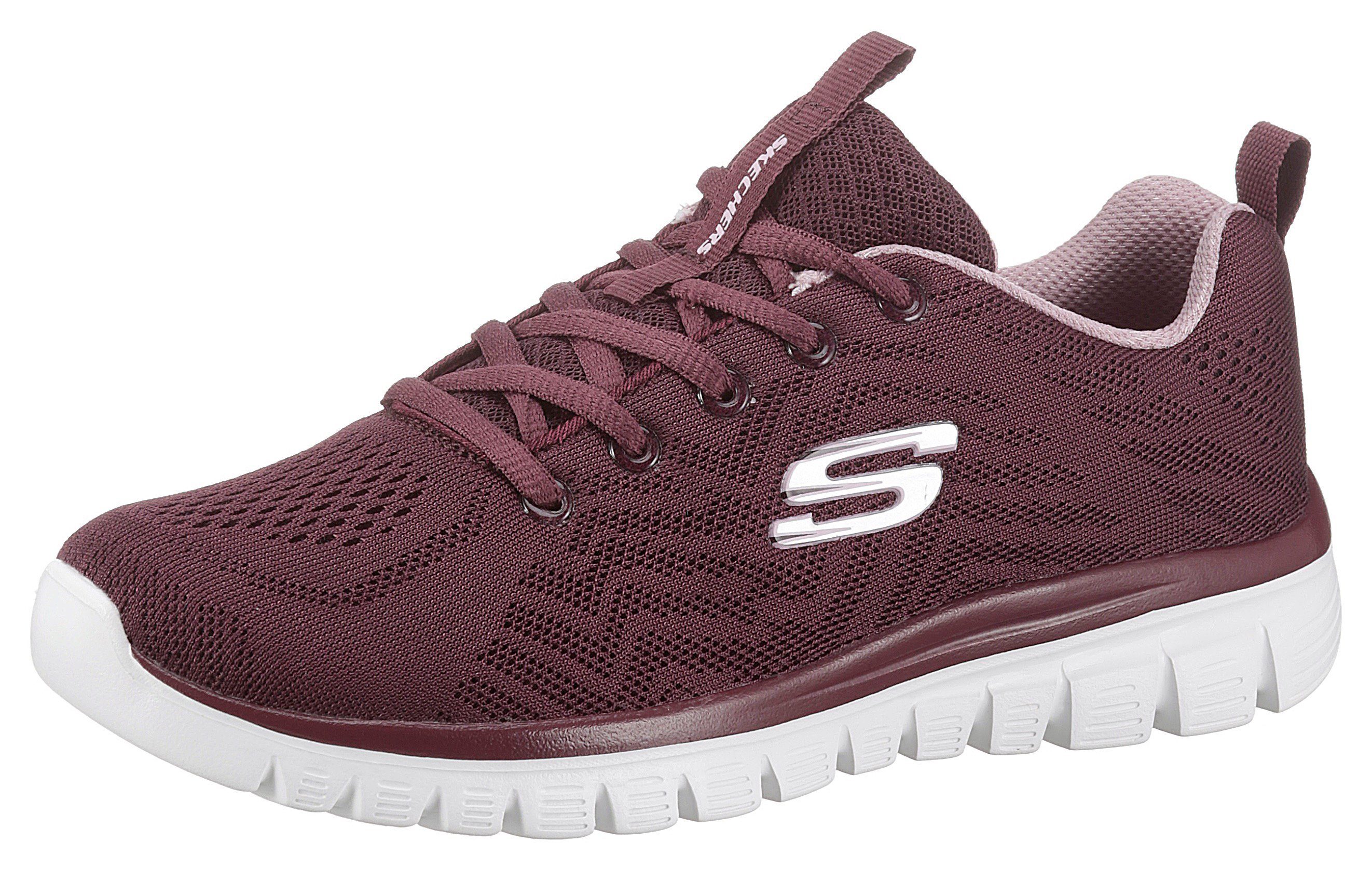 skechers graceful get connected black and rose gold trainers